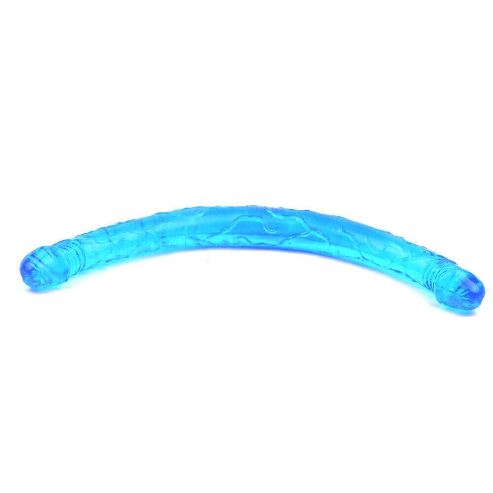 Honeypleasures 18 Inch Realistic Dual-Ended Dildo - Double-Sided Design for Vaginal & Anal Play - Perfect for Couples, Girl on Girl or Solo Use - Flexible & Body-Safe Blue Silicone Toy - Great for Bedroom Fun, BDSM & Adult Fantasy Exploration