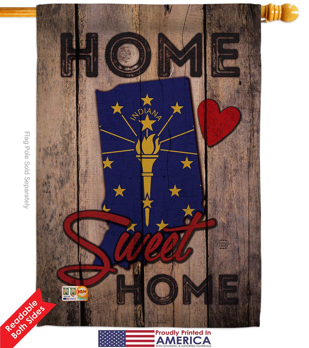 Indiana State Flag - 2 Pack Double-Sided Home Sweet House Yard Banner (28x40 Inch) | USA Americana Decor for Porch, Garden & Outdoor Patriotism