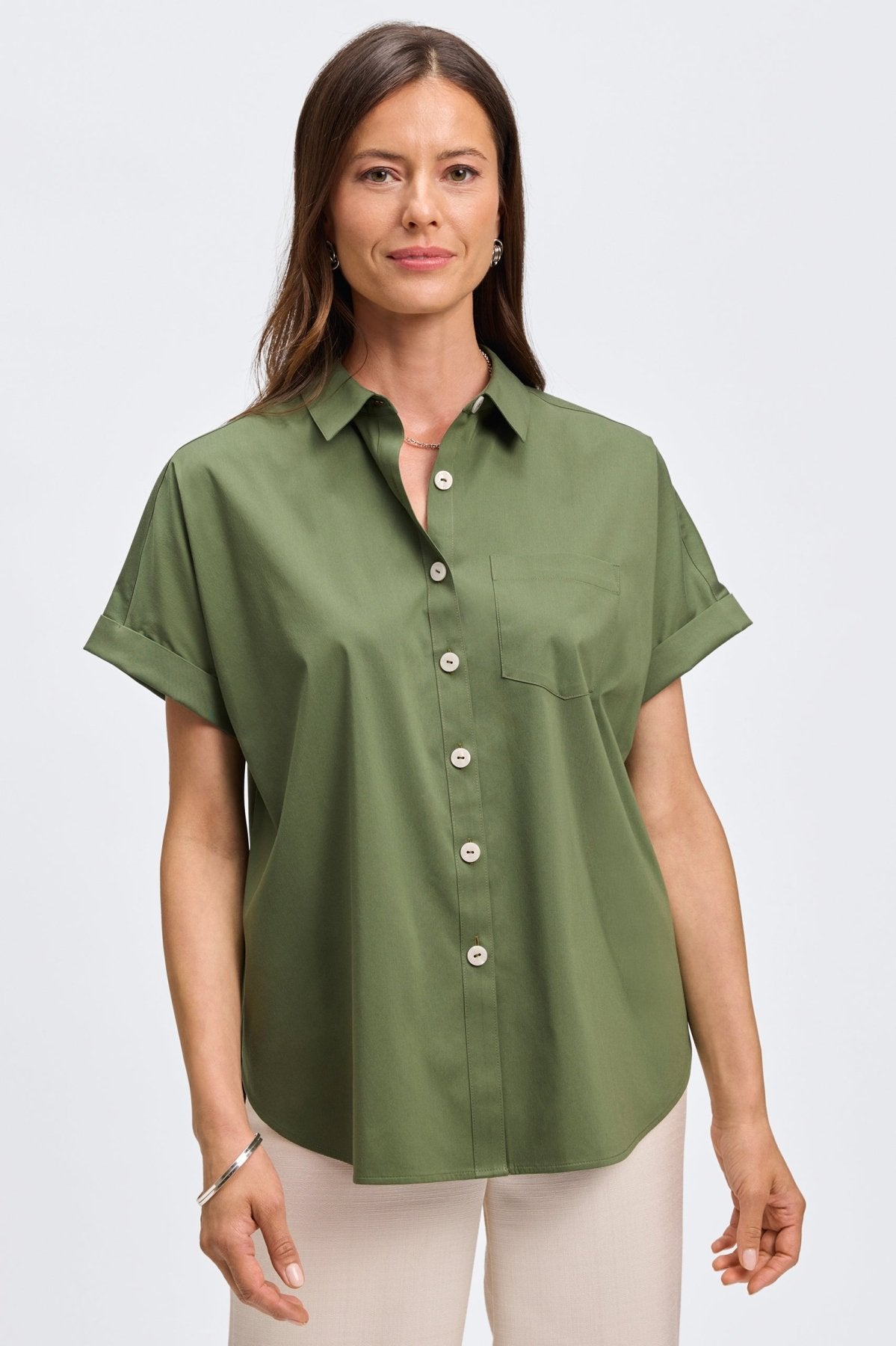 Abigail No Iron Stretch Short Sleeve Shirt - Wrinkle-Free Comfortable Blouse for Women | Perfect for Office, Travel & Casual Wear