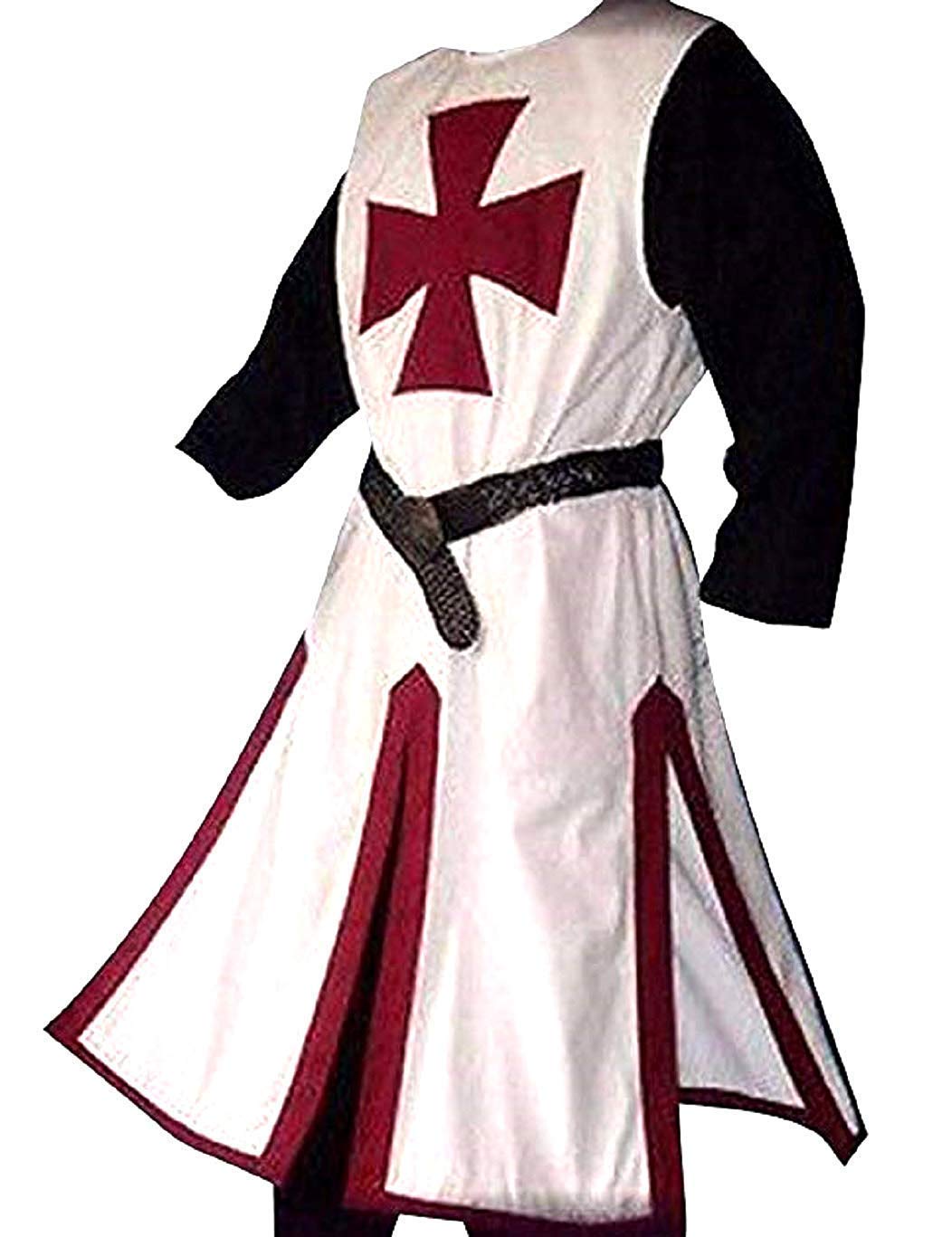 Authentic Medieval Templar Cross Surcoat - White & Red Crusader Tunic - Medium Size for LARP, Cosplay & Historical Reenactment