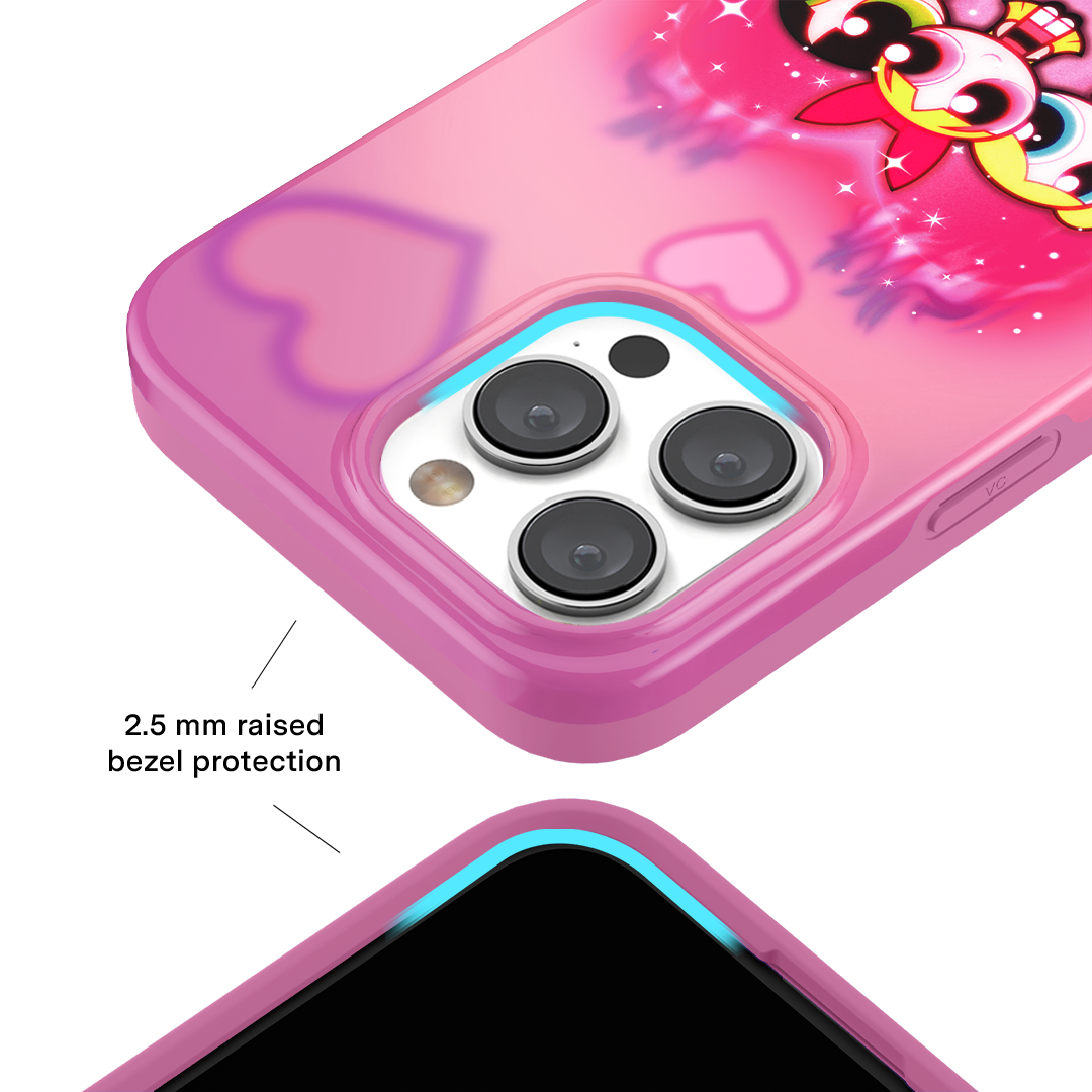 The Powerpuff Girls Airbrush Hearts iPhone Case - Cute Cartoon Character Phone Cover for iPhone 13/14/15 Pro Max - Perfect Gift for Girls & Fans - School, Work, Travel Protection