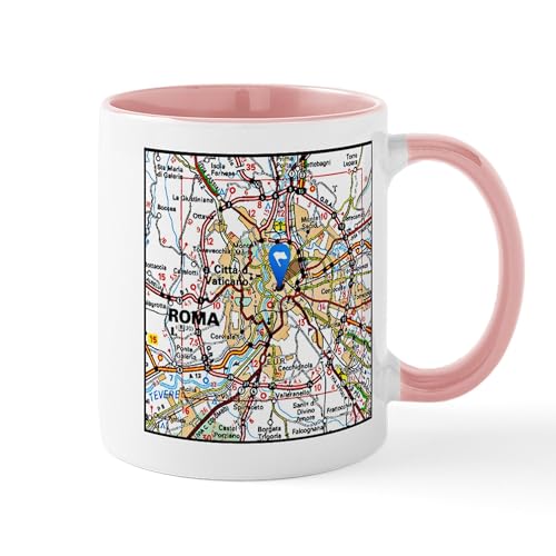 White/Pink Inside - Map Of Rome Italy Mugs
