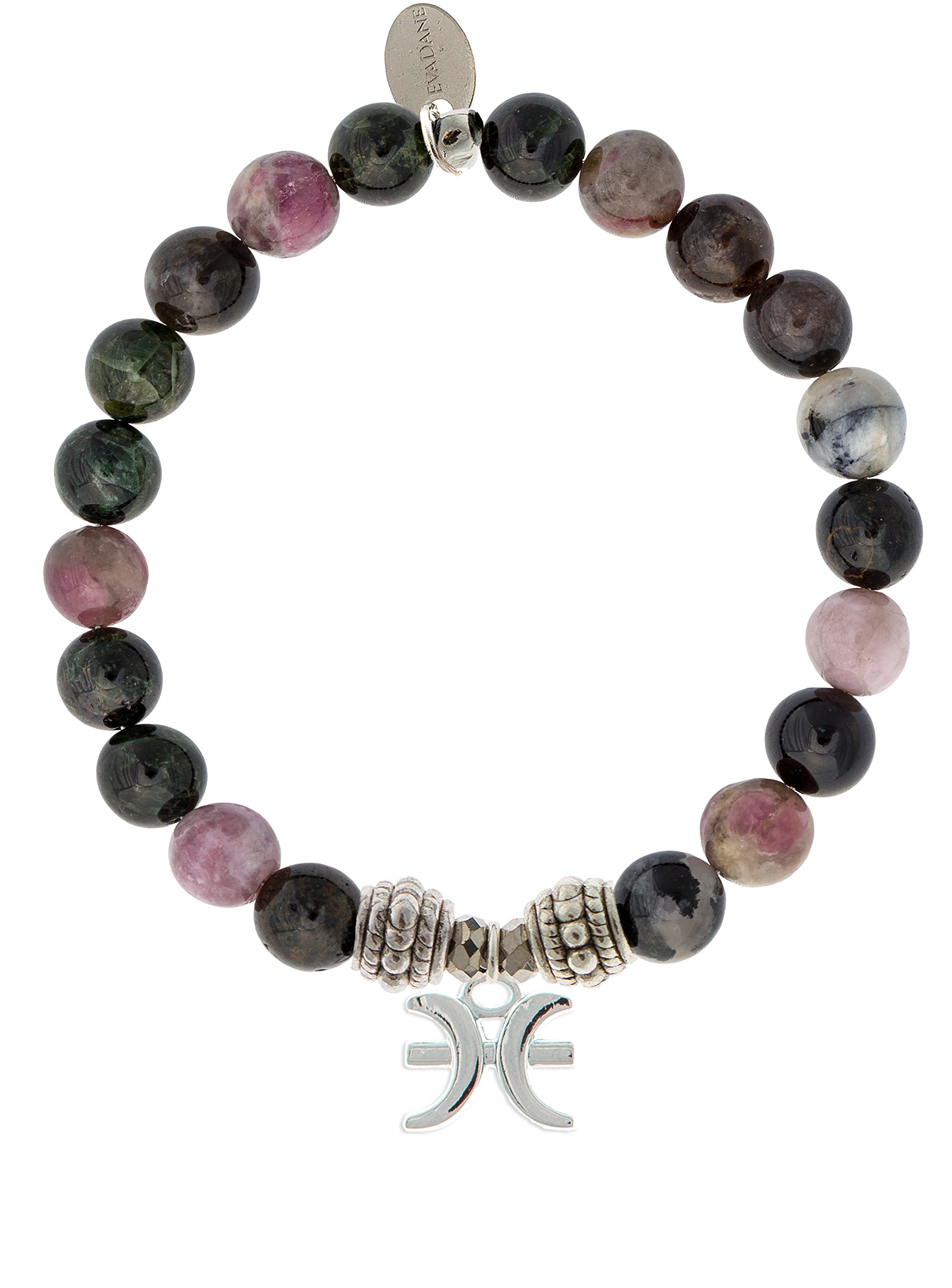 Natural Tourmaline Gemstone Stretch Bracelet with Pisces Charm - Adjustable Beaded Rope for Women, Zodiac Jewelry Gift for Pisces, Perfect for Daily Wear, Meditation & Spiritual Healing