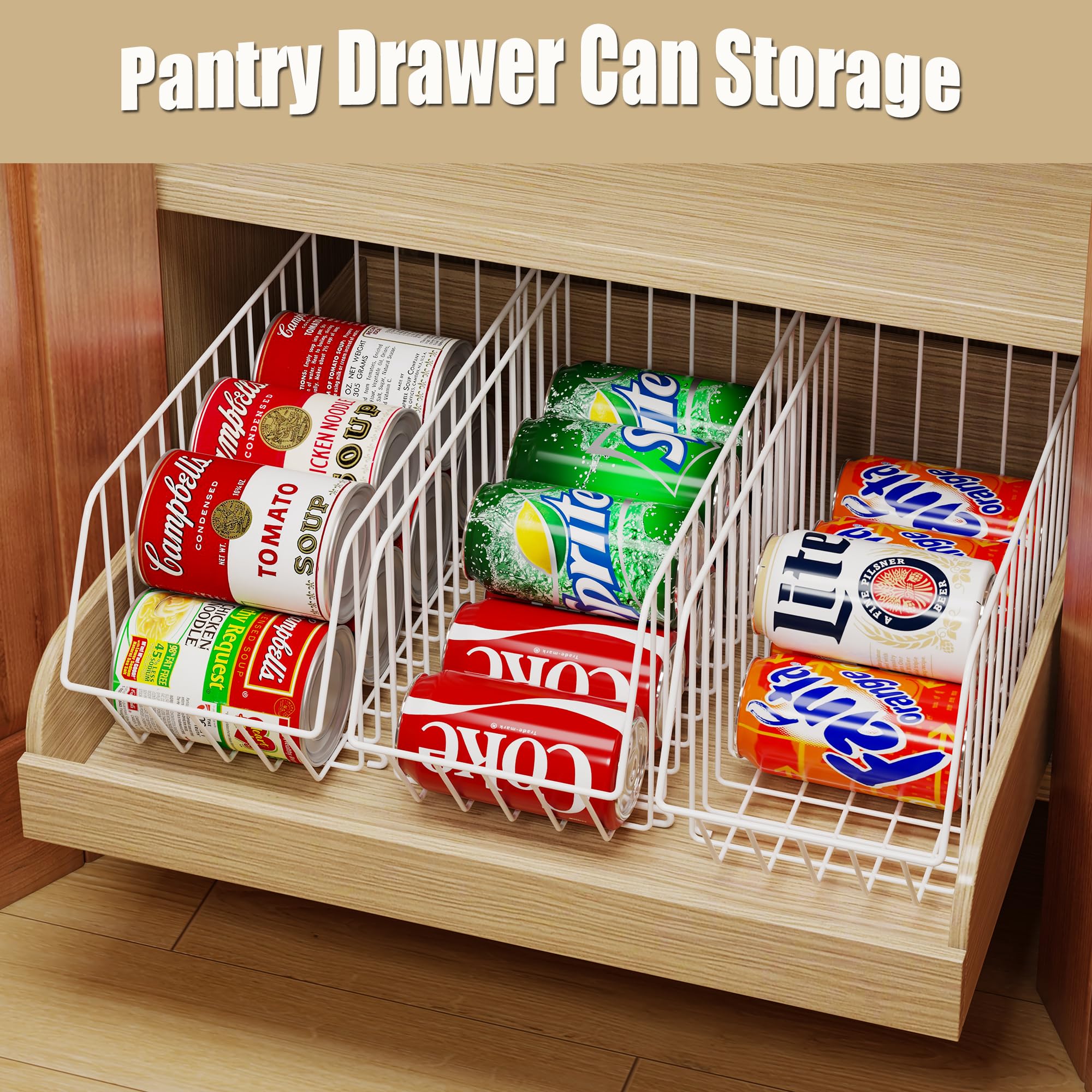 4-Tier Stackable Can Organizer for Pantry & Kitchen - Space-Saving Canned Food Storage Rack for Soup, Soda, Vegetables (15.35
