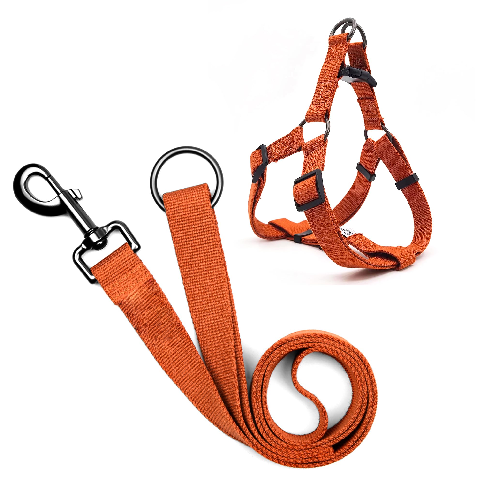 Premium Soft Bamboo Dog Harness & Leash Set for Small Dogs - No Pull Adjustable Step-in Design, Comfortable XS XXS Pet Vest with Matching Leash (Orange) - Perfect for Walking, Training & Outdoor Adventures