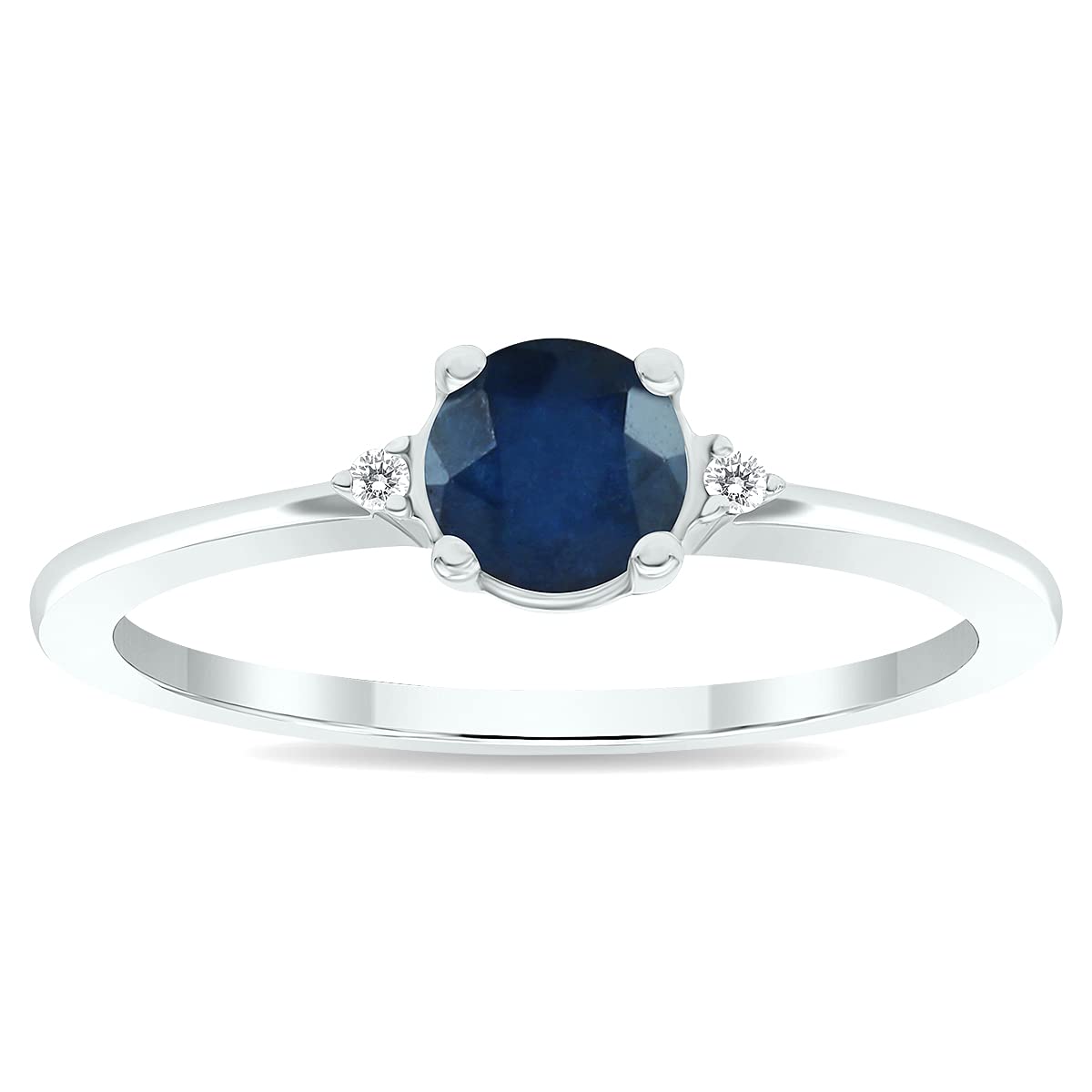 10K White Gold Women's Sapphire and Diamond Classic Band Ring - Elegant Jewelry for Weddings, Anniversaries & Special Occasions