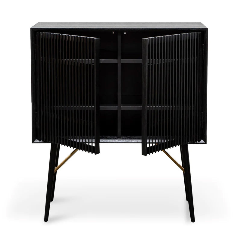 ASLOG 90cm Tall Sideboard Cabinet - Modern Black Storage Buffet for Dining Room, Living Room & Entryway - Perfect for Organizing Dishes, Linens & Home Decor