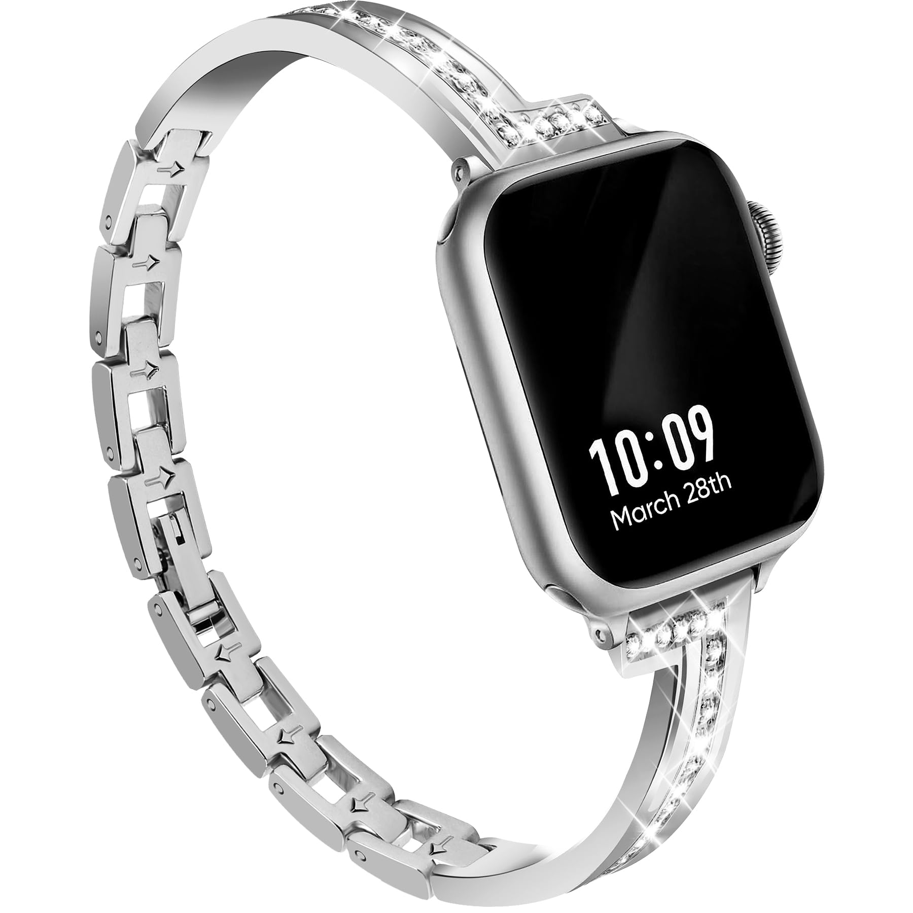 Slim Metal Watch Band for Women - Adjustable Apple Watch Bands 38mm 40mm Compatible with iWatch Series 9/8/7/6/5/4/3/2/1/SE - Elegant Dressy Bracelet for Everyday Wear, Office & Special Occasions - Perfect Gift for Her