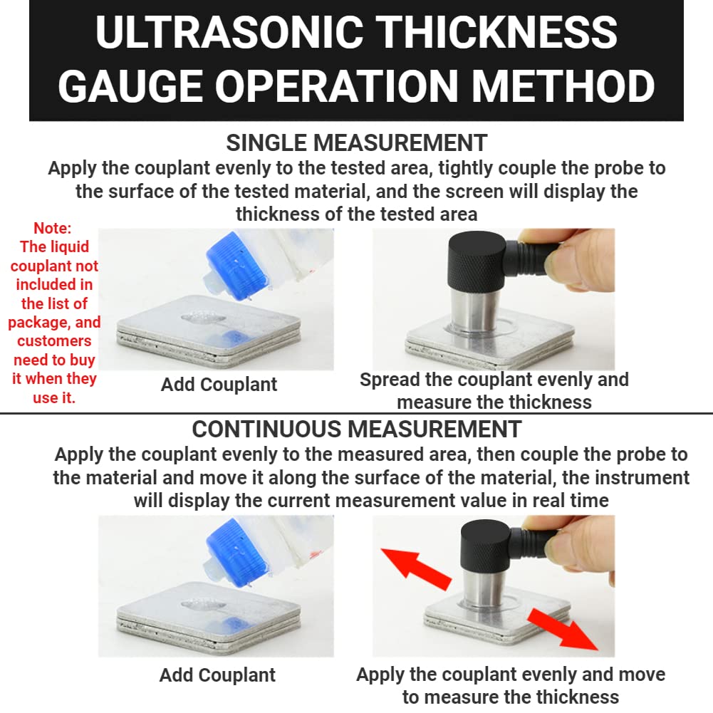 HT-1200 Ultrasonic Thickness Gauge - Digital LCD Meter with 2-300mm Range for Metal, Plastic & Pipe Measurement | Industrial & Home DIY Use