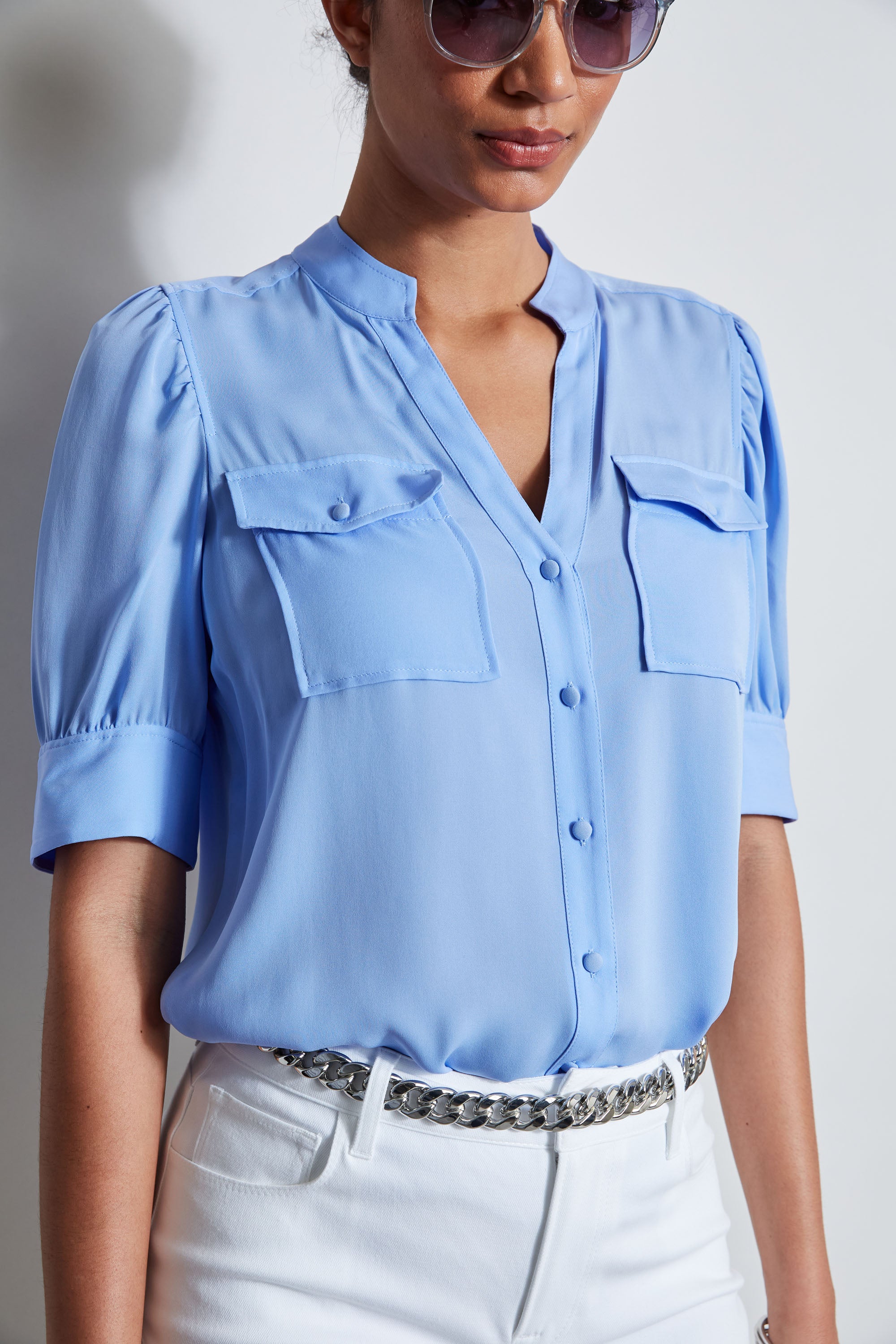 Premium Short Sleeve Silk Utility Shirt for Men - Breathable & Comfortable Casual Wear - Perfect for Office, Travel & Summer Outfits