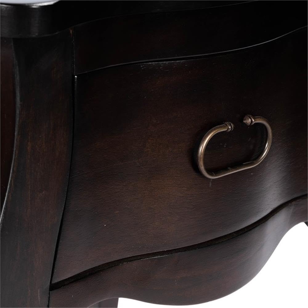 Beaumont Lane Mastercrafted Dark Brown Night Stand - Solid Wood Bedside Table for Bedroom, Living Room & Guest Room