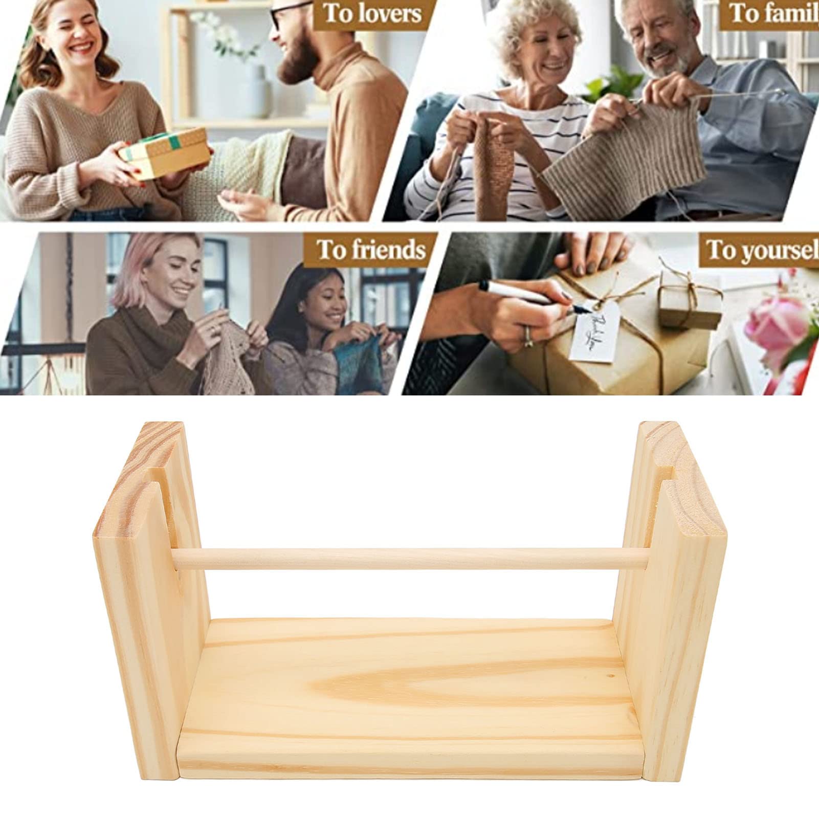Premium Wooden Horizontal Yarn Holder - Tangle-Free Crochet & Knitting Yarn Stand for Smooth Sewing & Embroidery | Durable Craft Organizer for Efficient Crocheting, Knitting Projects at Home