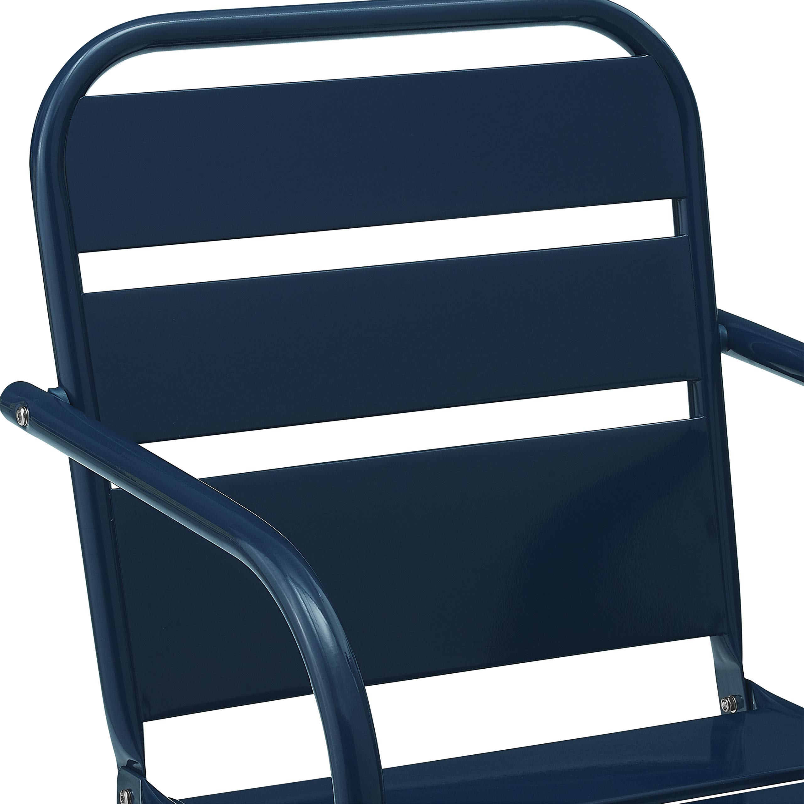 Crosley Brighton 2-Piece Outdoor Chair Set - Retro Metal Patio Dining Chairs for Porch, Deck, Garden - Navy Blue - Perfect for Backyard Relaxation & Outdoor Entertaining