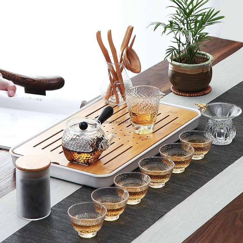 Premium Ice Block Glass Tea Set with Built-in Tea Strainer - Perfect for Iced Tea, Herbal Infusions & Relaxing Afternoons