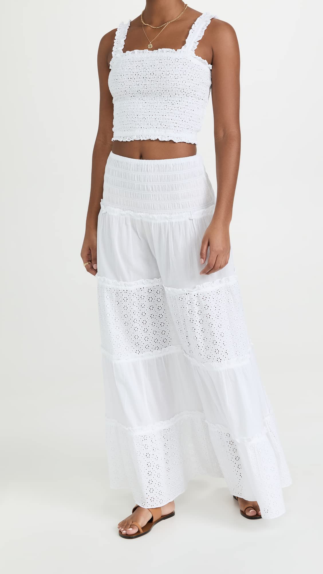 Women's Smocked Skirt - Floral Summer Midi Skirt with Elastic Waist | Perfect for Beach, Vacation & Casual Outfits