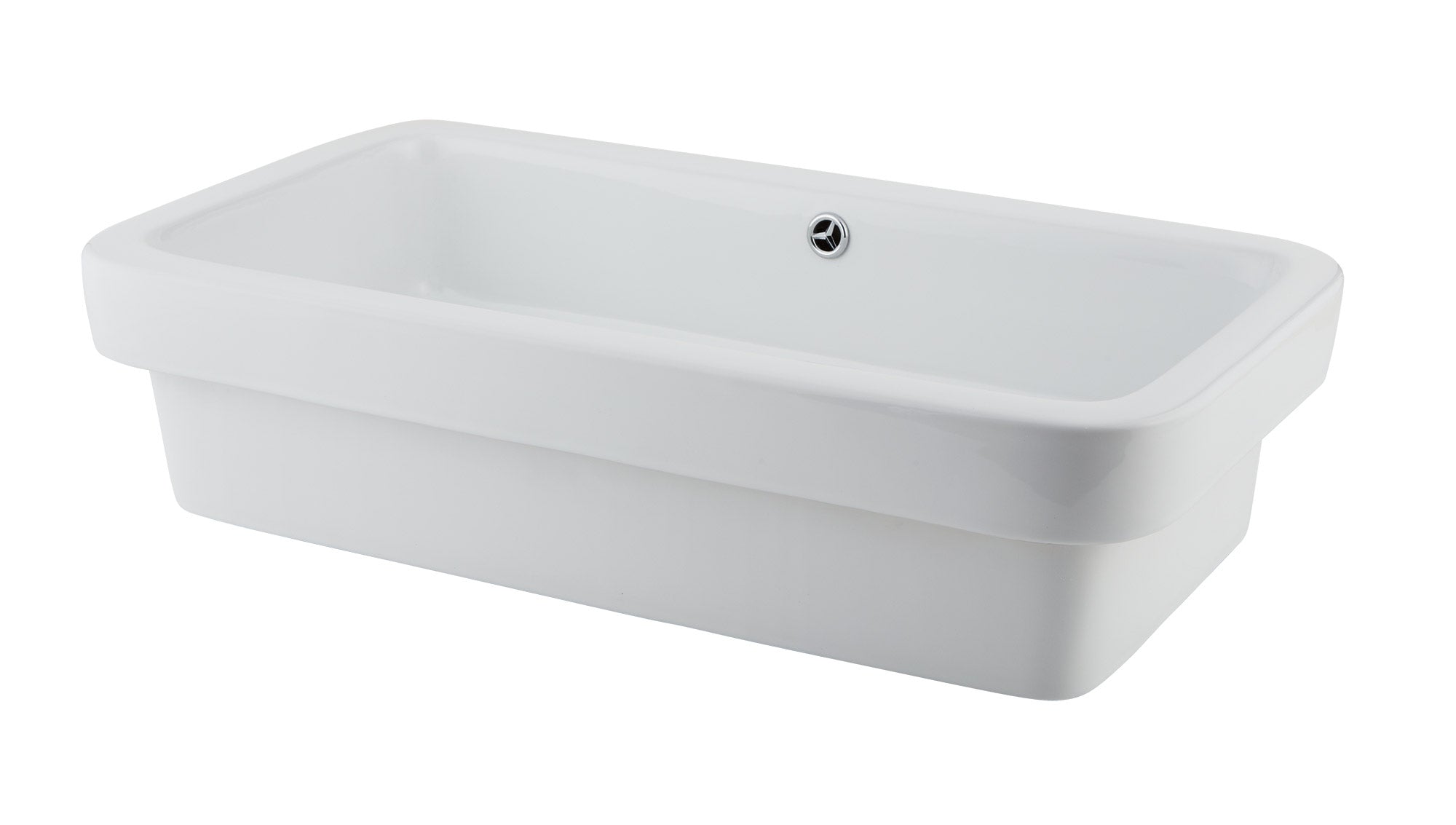 DAX White Ceramic Rectangular Single Bowl Bathroom Vessel Sink - 27