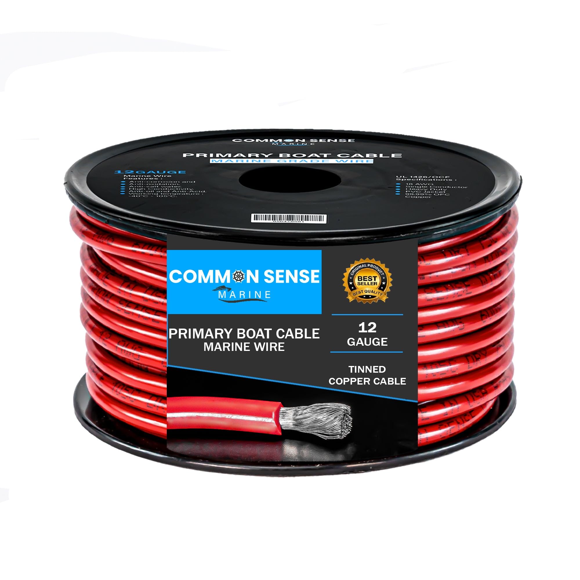12 Gauge 500ft Marine Grade Boat Cable - Tinned Oxygen-Free Copper 12 AWG UL 1426 PVC Wire for Boats, Automotive, Speakers, Campers & Trailers - Perfect for Marine Electrical Systems, RV Wiring, and Audio Installations