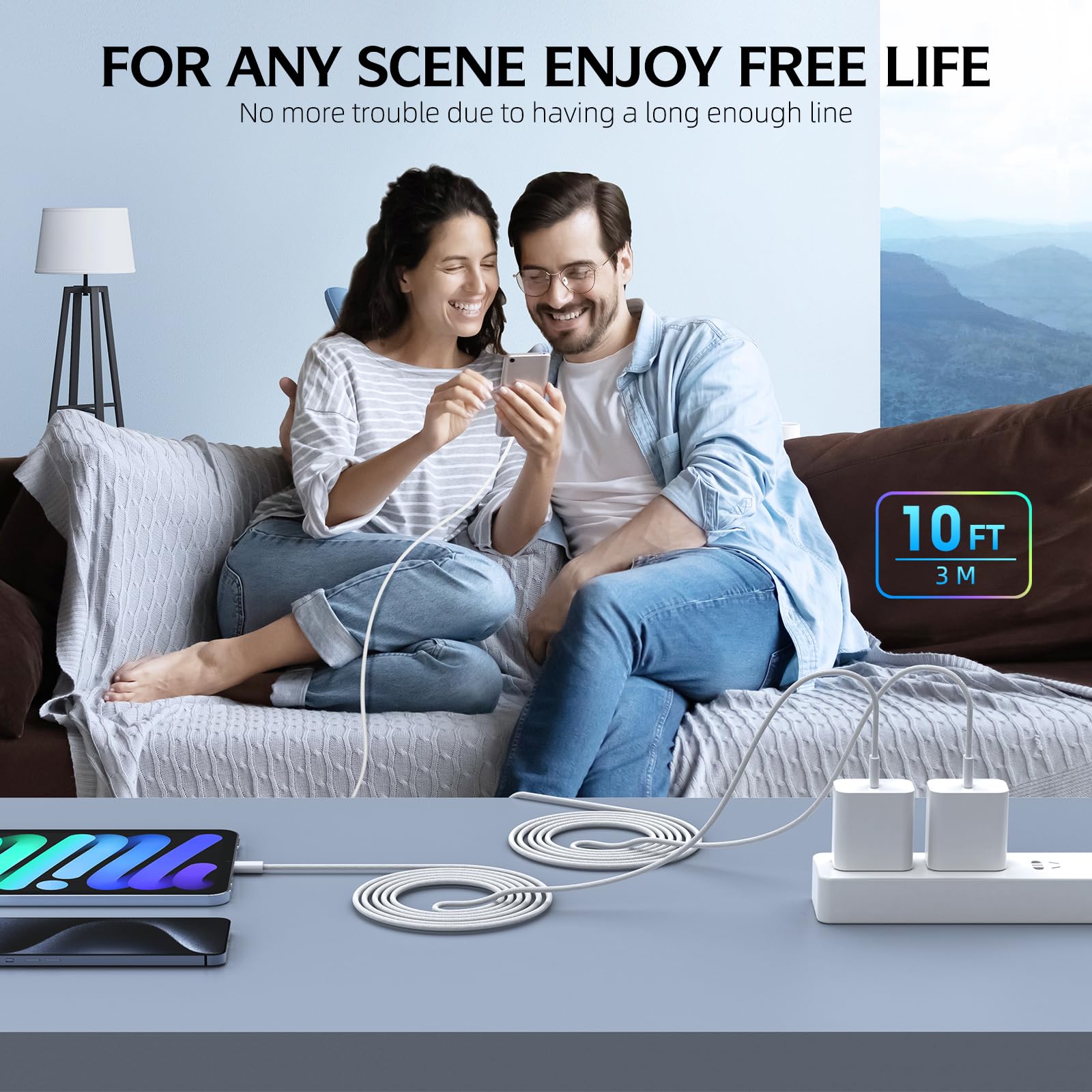20W Fast Charging USB C Charger & 10FT Woven Cable 2-Pack - Compatible with iPhone 16/16 Pro/16 Pro Max/16 Plus & iPhone 15 Series, iPad Pro - Perfect for Home, Office & Travel Charging
