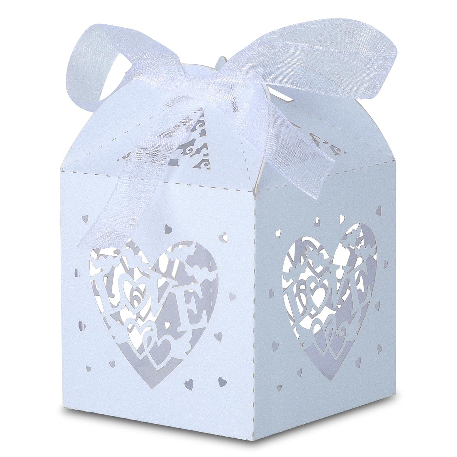 Kslong 50PCS White Wedding Favor Boxes - Elegant Bridal Shower Party Favors, Cute Candy Gift Boxes for Kids Birthday & Baby Shower Guests | Perfect for Wedding Receptions, Birthday Celebrations & Special Events
