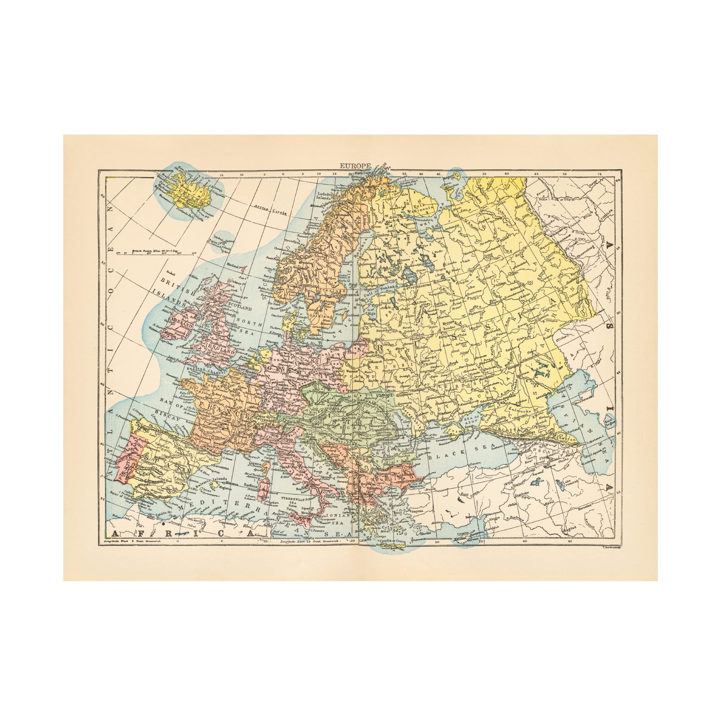 Trademark Fine Art 'Map of Europe' Canvas Wall Art Print - 18x24 Inches by Wild Apple Portfolio - Perfect for Home, Office & Classroom Decor