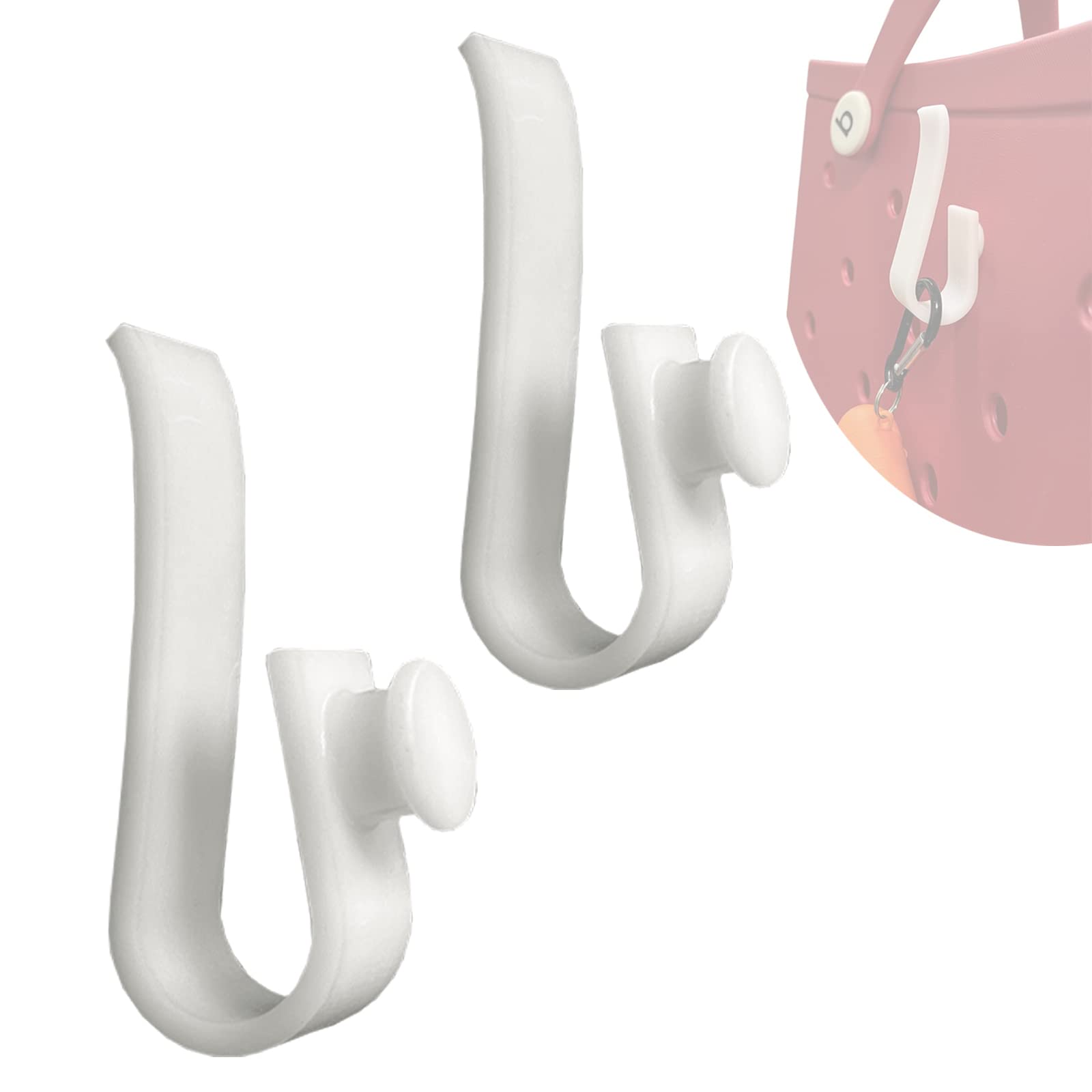 2PCS White Bogg Bag Hooks Accessories - Cute Cup Holder, Key Holder, Mask Holder | Perfect for Beach, Pool & Travel Accessories Organization
