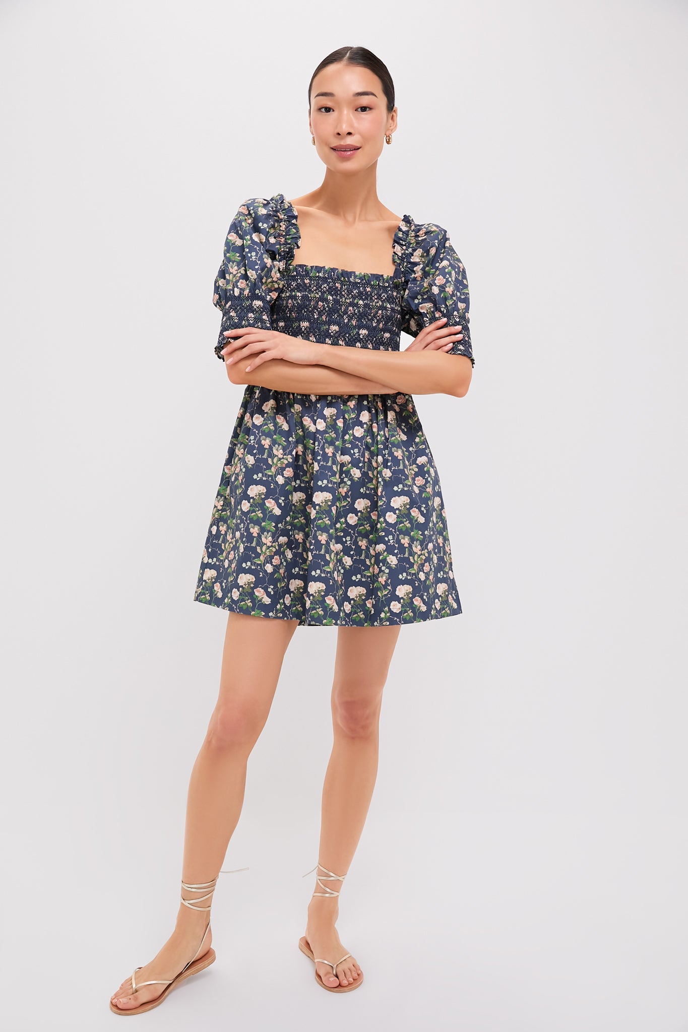 Bluebonnet Navy Lila Nap Dress - Women's Floral Print Summer Dress for Casual Wear, Beach Outings, and Relaxing at Home