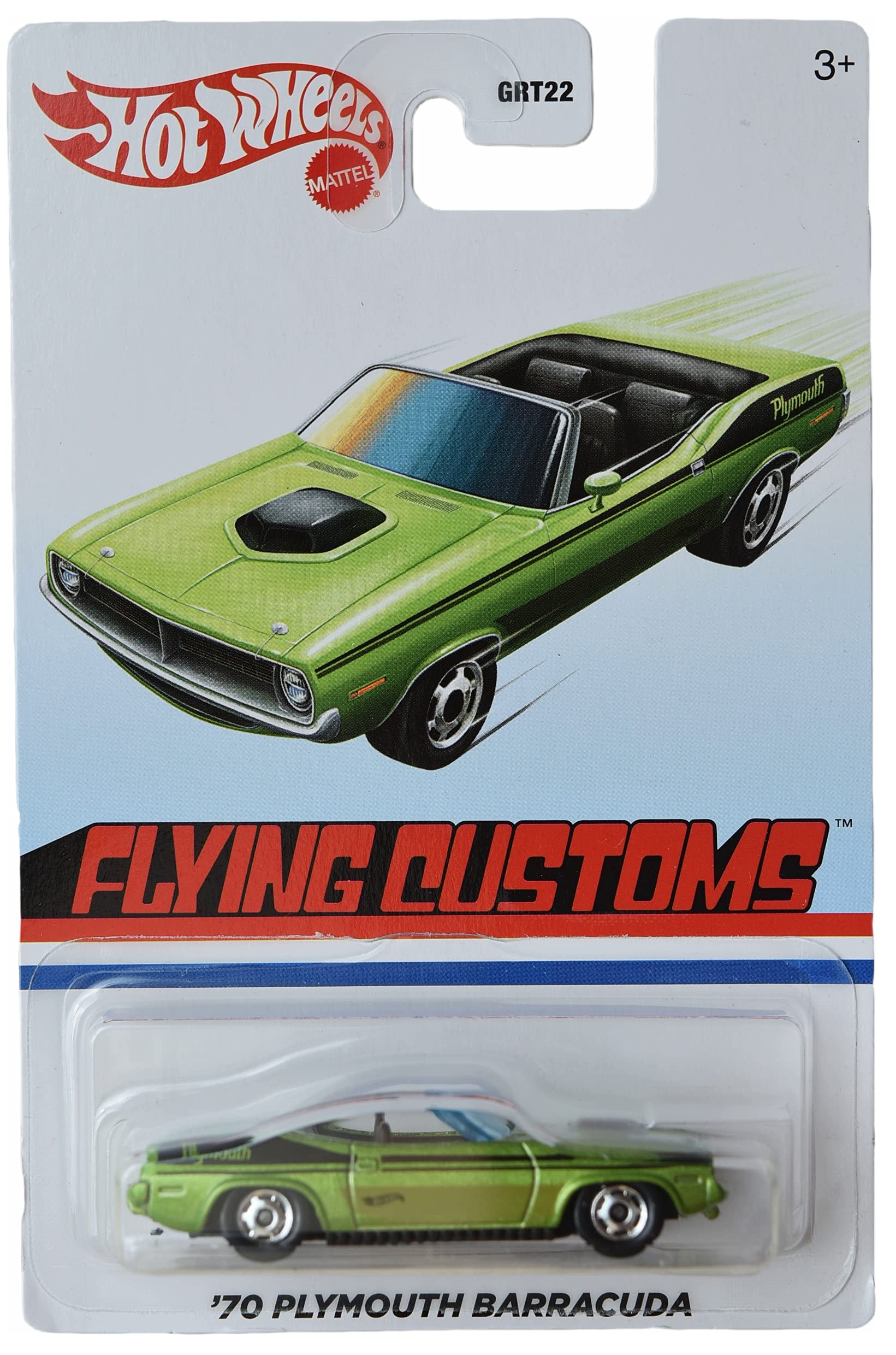 Hot Wheels '70 Plymouth Barracuda Die-Cast Car - Green Flying Customs Series - Collectible Toy Car for Kids & Adults - Perfect for Display, Racing & Gift Giving