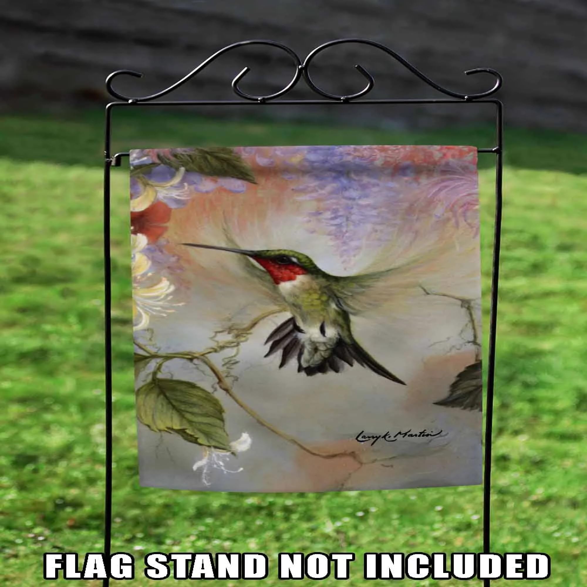 Toland Home Garden 12x18 Inch Double Sided Ruby Throated Hummingbird Flag - Vibrant Outdoor Yard Decoration for House, Garden & Patio - Perfect for Spring Decor, Bird Lovers & Nature-Themed Landscaping