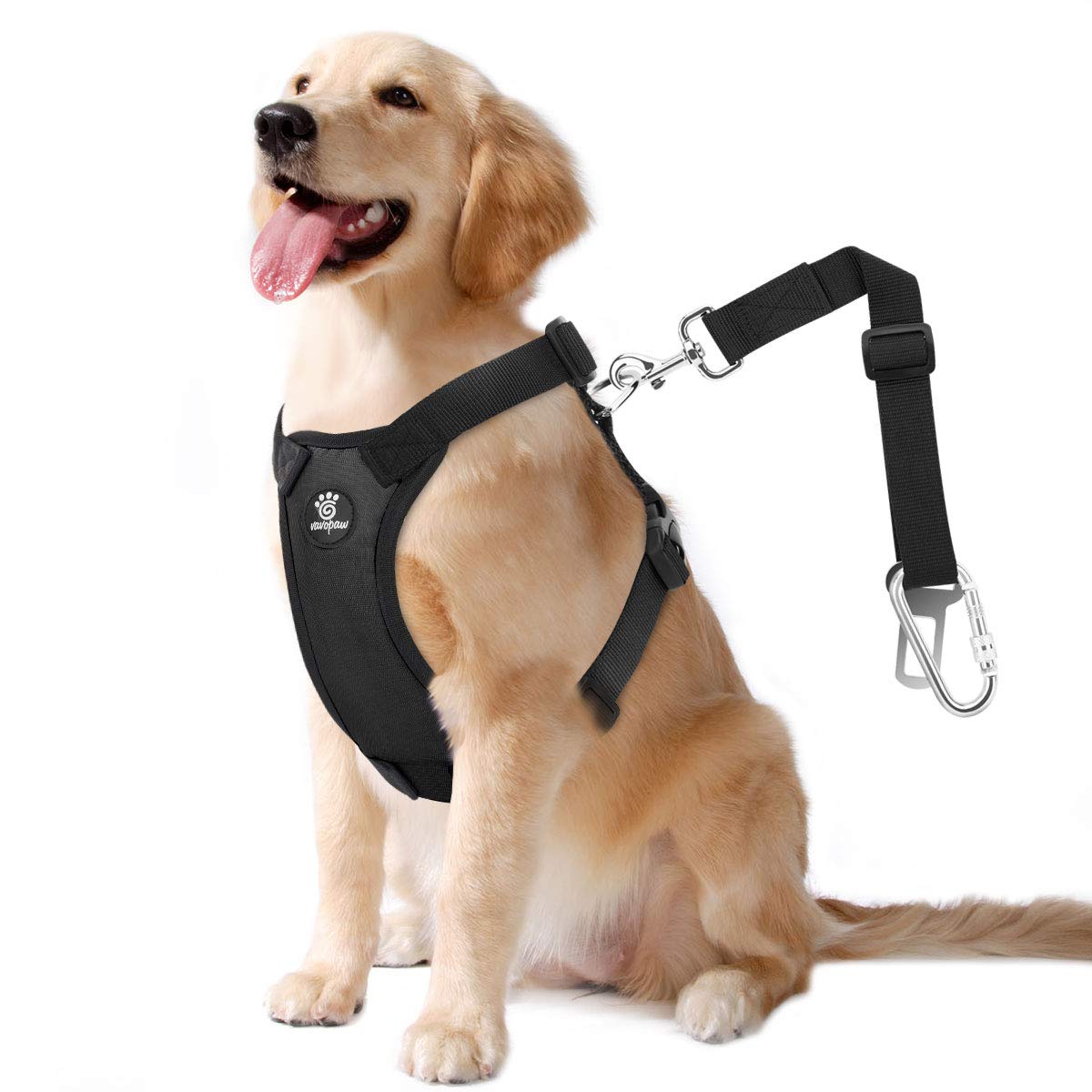 **Heavy Duty Dog Seat Belt for Car Safety - Adjustable Nylon Pet Harness with Buckle, XL Black - Secure Your Pet During Travel & Road Trips**