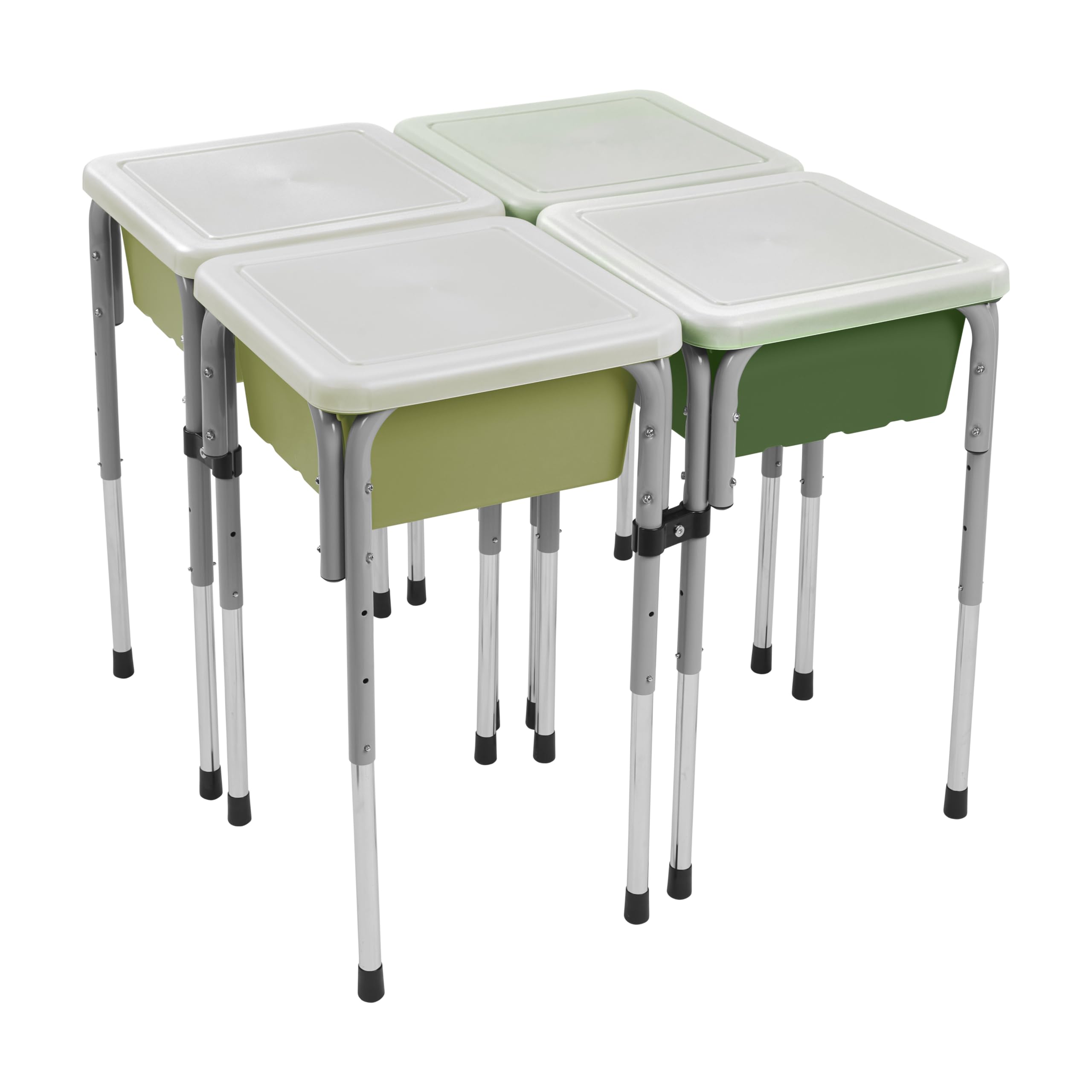 ECR4Kids 4-Station Adjustable Sand and Water Play Table with Sensory Bins - Fern Green & Hunter Green - Outdoor & Indoor Toddler Activity Table for Sensory Play, Preschool Learning, and Backyard Fun
