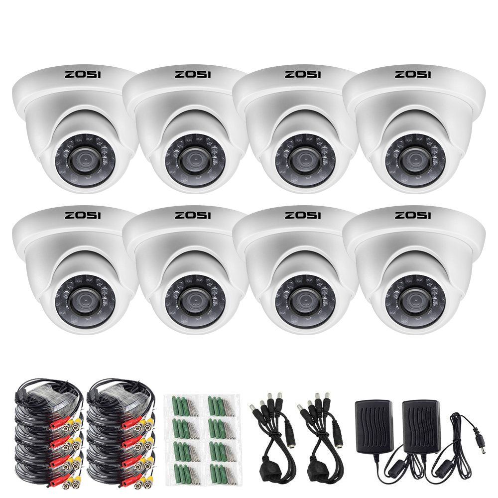 ZOSI 8 Channel 1000TVL 960H Security Camera System with 8x 3.6mm Lens Weatherproof Outdoor CCTV Surveillance Kit - Ideal for Home, Business & Warehouse Security Monitoring