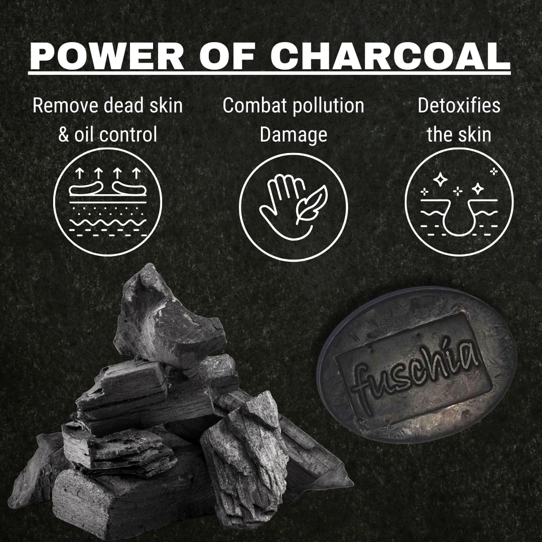 Natural Handmade Herbal Charcoal Soap with Activated Charcoal - 100g Deep Cleansing & Detoxifying Face & Body Bar | Acne & Blackhead Treatment | Skin Firming | All Skin Types | Perfect for Daily Skincare & Post-Workout Cleansing