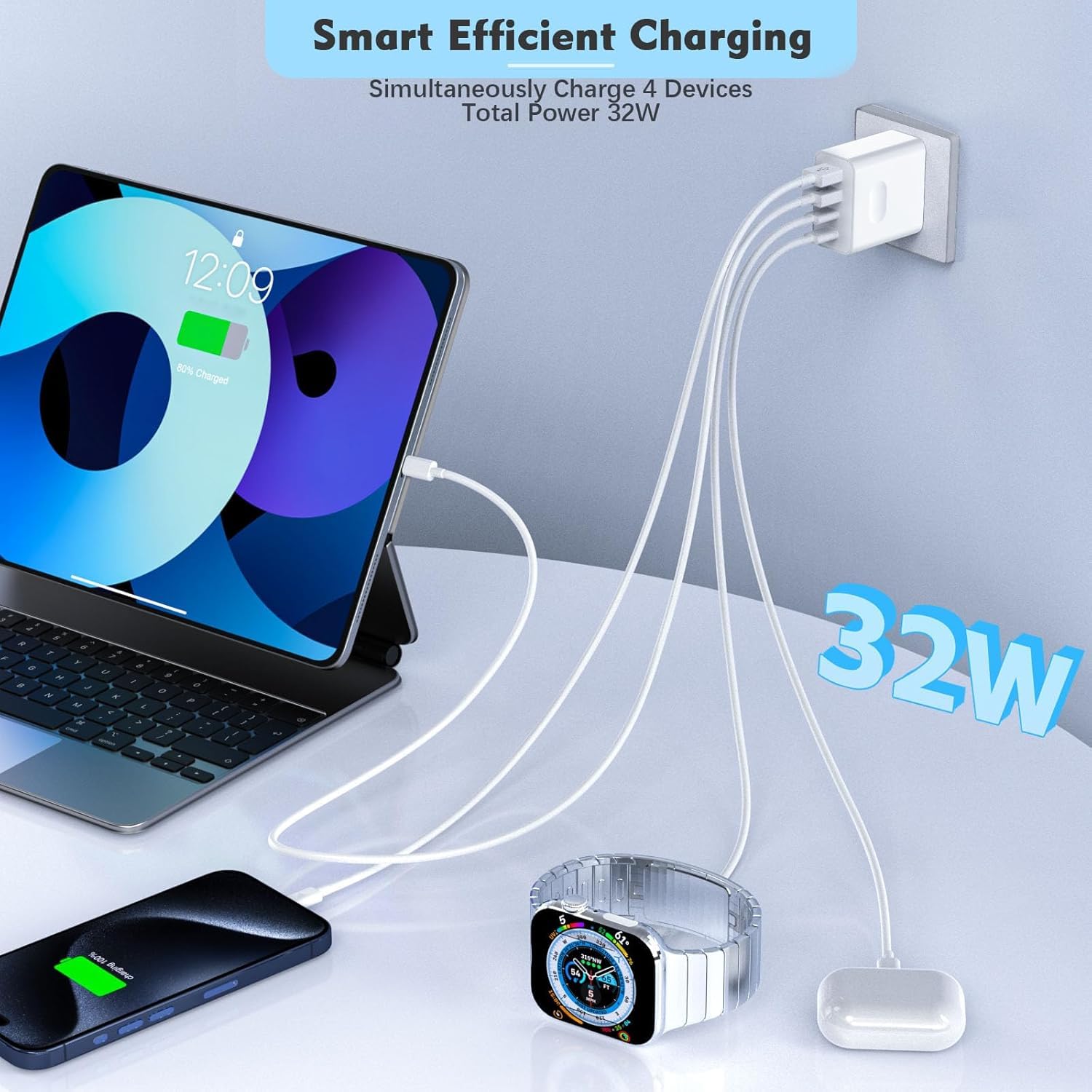 2-Pack 40W USB C Fast Charger Block with 4 Ports - Dual USB C & QC Wall Plug for iPhone 16/15/14/13/12/11 Pro Max, iPad - High Speed Charging Adapter for Home, Office & Travel