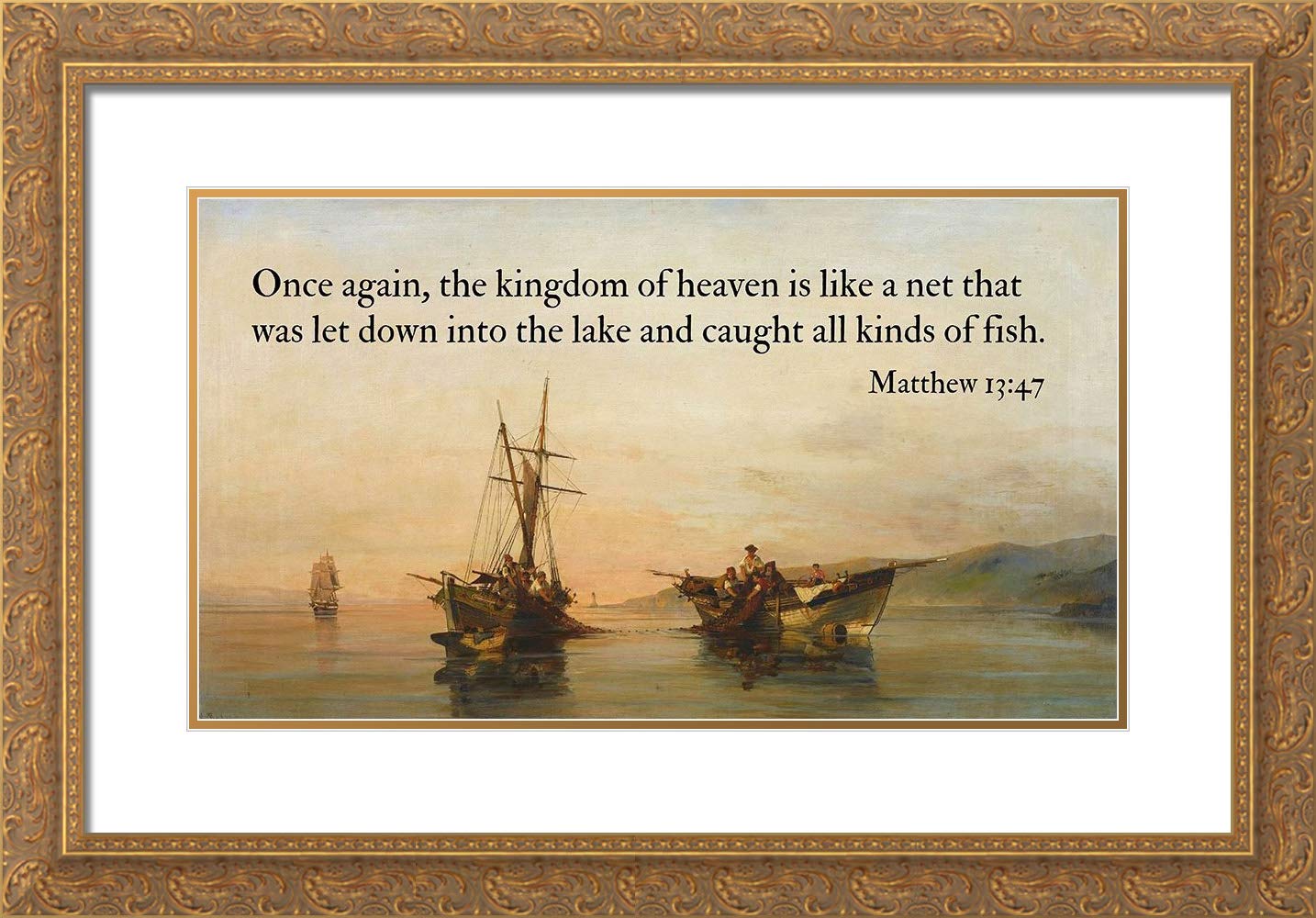 Framed Bible Verse Art Print Matthew 13:47 - Home & Office Decor