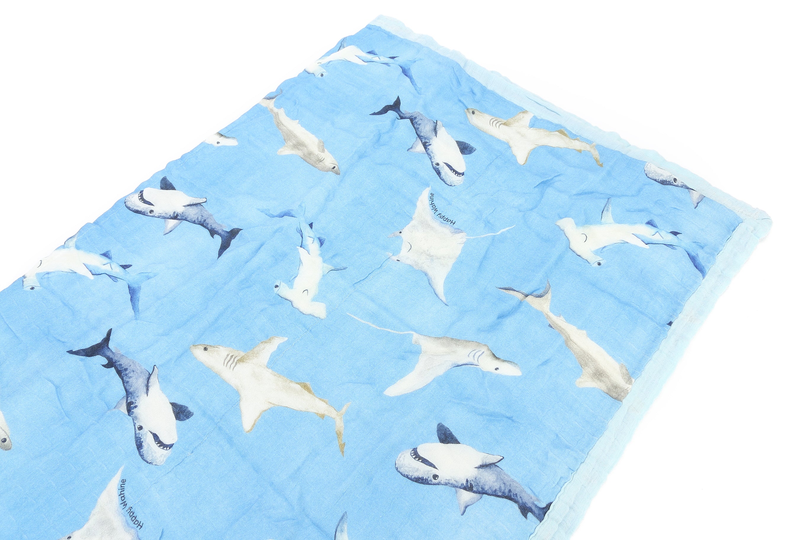 Soft Baby Blanket with Happy Sharks Design - Blue Cozy Fleece for Newborns & Toddlers - Perfect for Nursery, Stroller, and Swaddling