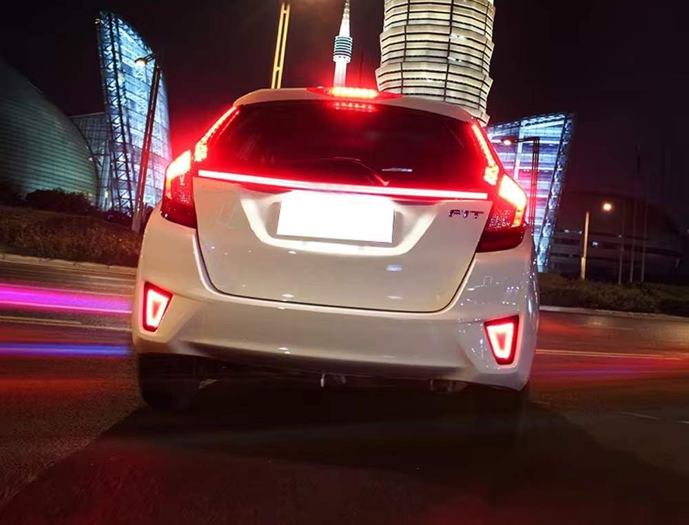 iJDMTOY Red LED Bumper Reflector Lights for 2015-2017 Honda FIT - JDM Fluid Style Lenses, Rear Fog Lights, Running Lights & Brake Lights | Upgrade Your Car's Safety & Style for Night Driving and Bad Weather Conditions
