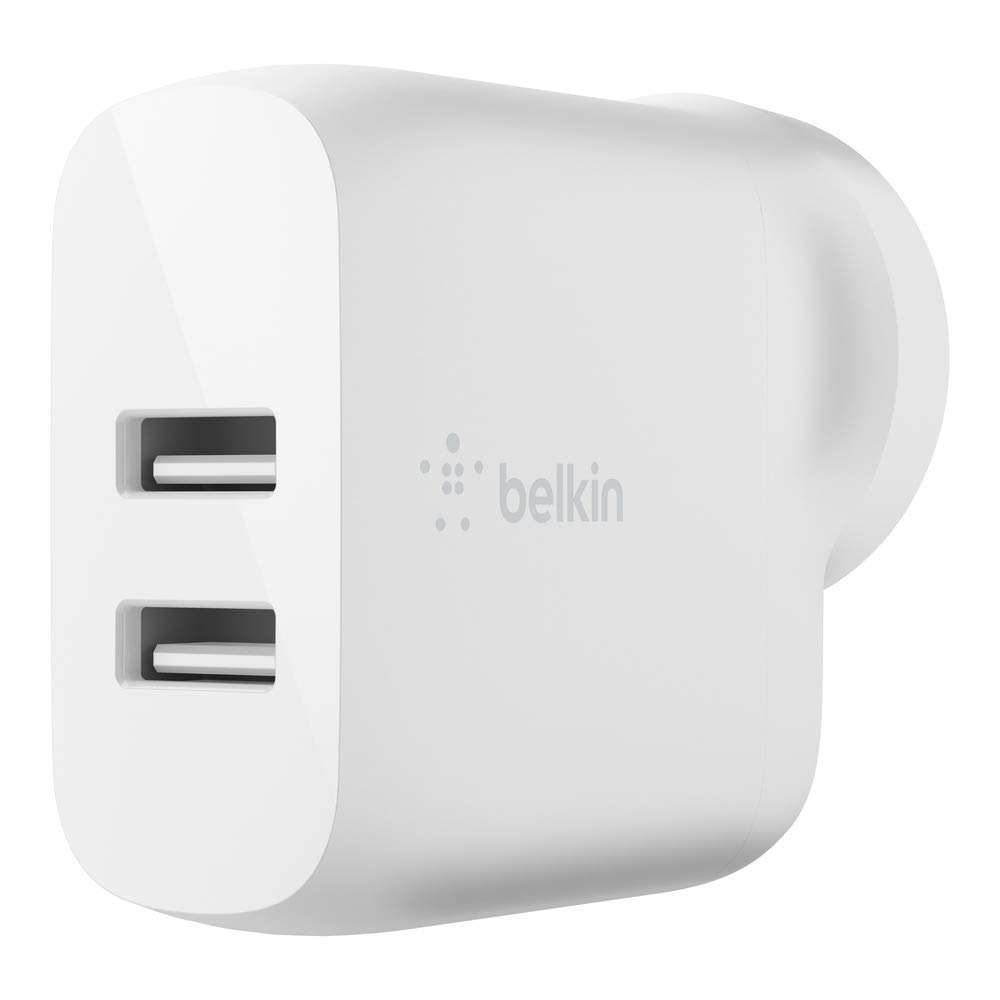 Belkin Boost Charge 24W Dual USB-A Wall Charger with Lightning Cable - Fast Charging for iPhone, iPad & More - Perfect for Home, Office & Travel