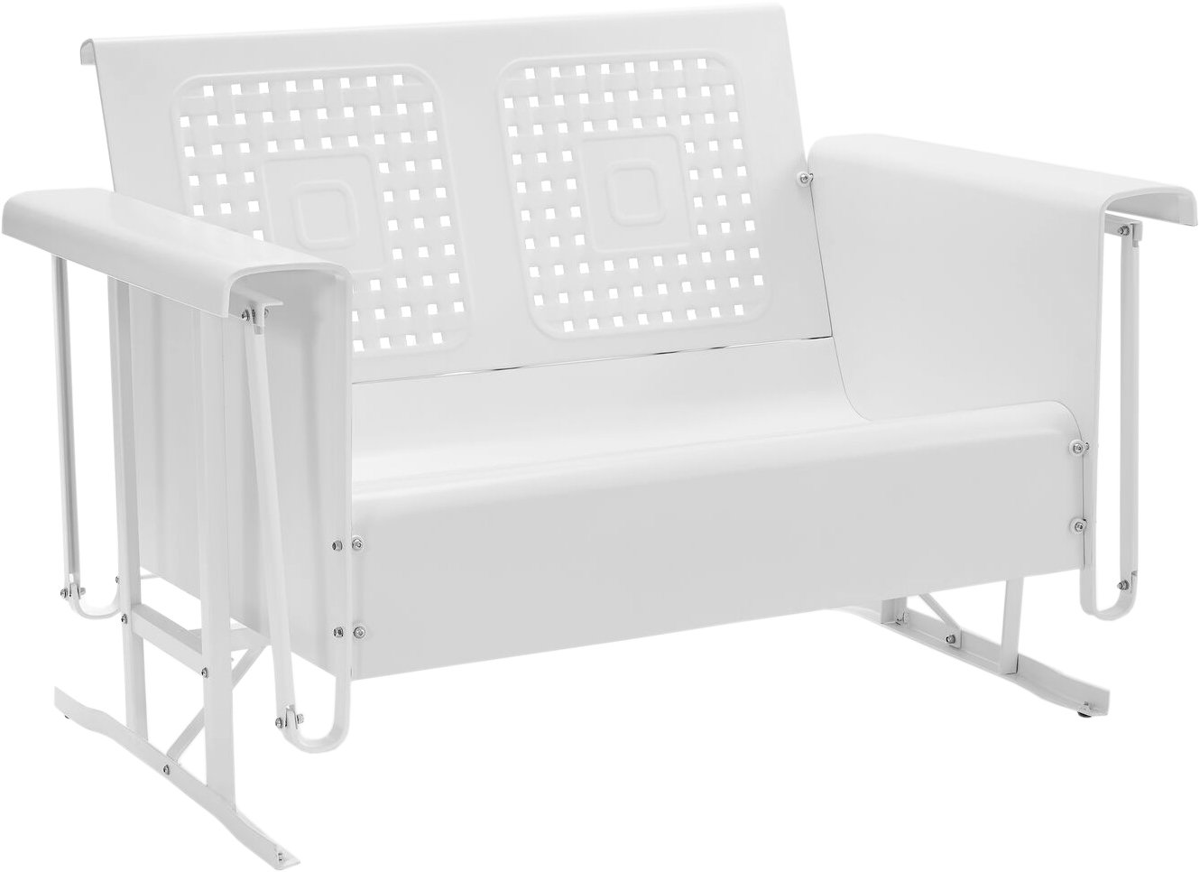 Crosley Furniture Bates Loveseat Glider - White Upholstered Gliding Chair for Living Room, Nursery & Patio - Comfortable Small Space Seating with Smooth Motion
