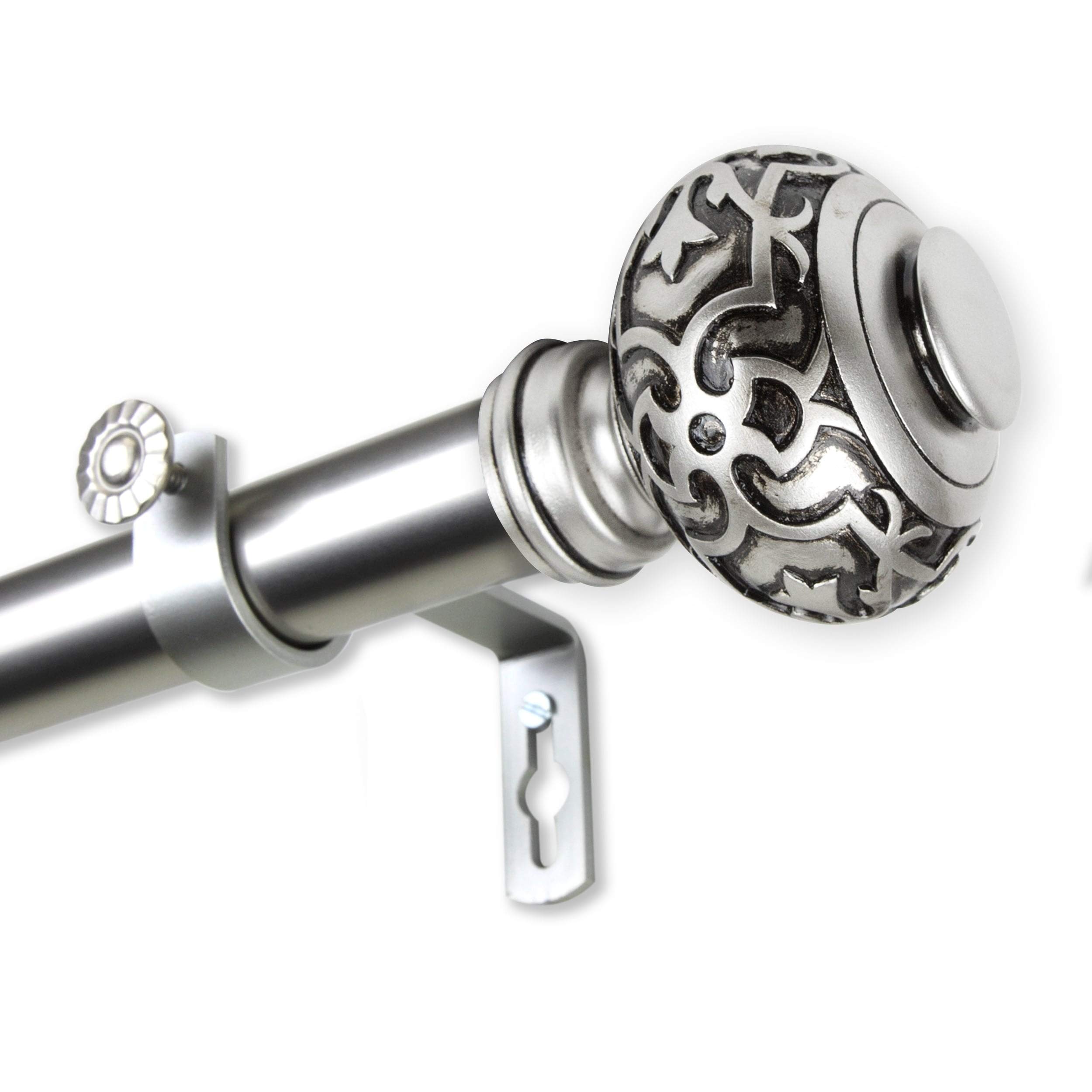 1 Inch Adjustable Black Sycamore Curtain Rod 120-170 Inches - Perfect for Large Windows, Living Room & Bedroom Drapes