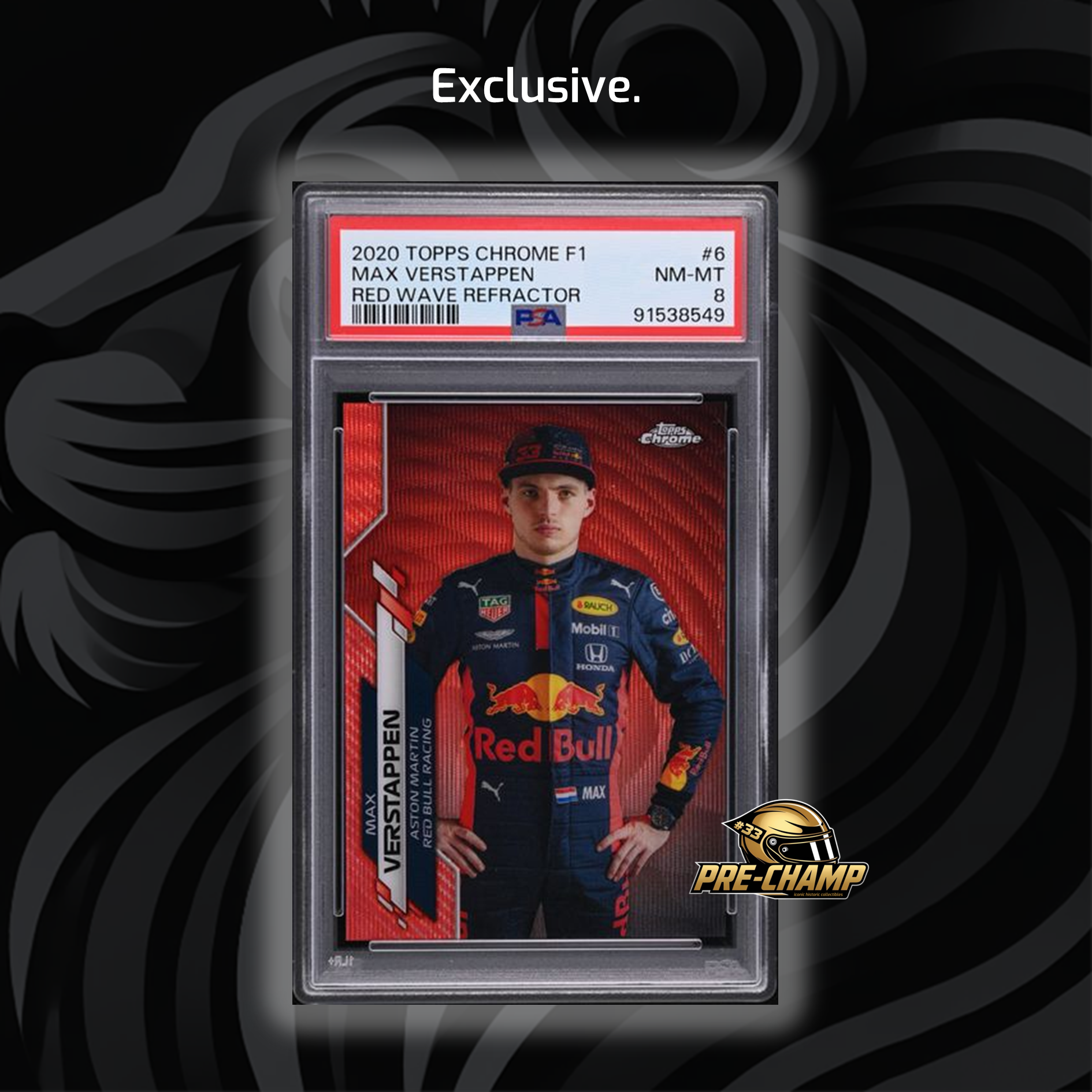PSA 8 Graded Max Verstappen #6 Red Wave Refractor 2020 Topps Chrome F1 Racing Card - Rare POP1 Collectible for Formula 1 Fans & Sports Memorabilia Enthusiasts