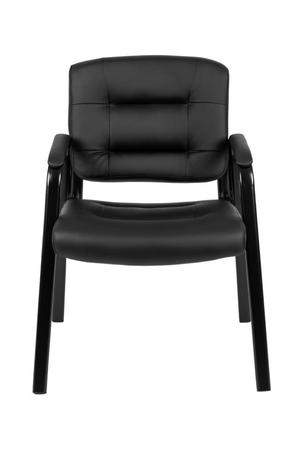 BIFMA Certified Black Leather Executive Reception Chair with Metal Frame - Premium Office Furniture for Reception Areas, Waiting Rooms & Conference Rooms