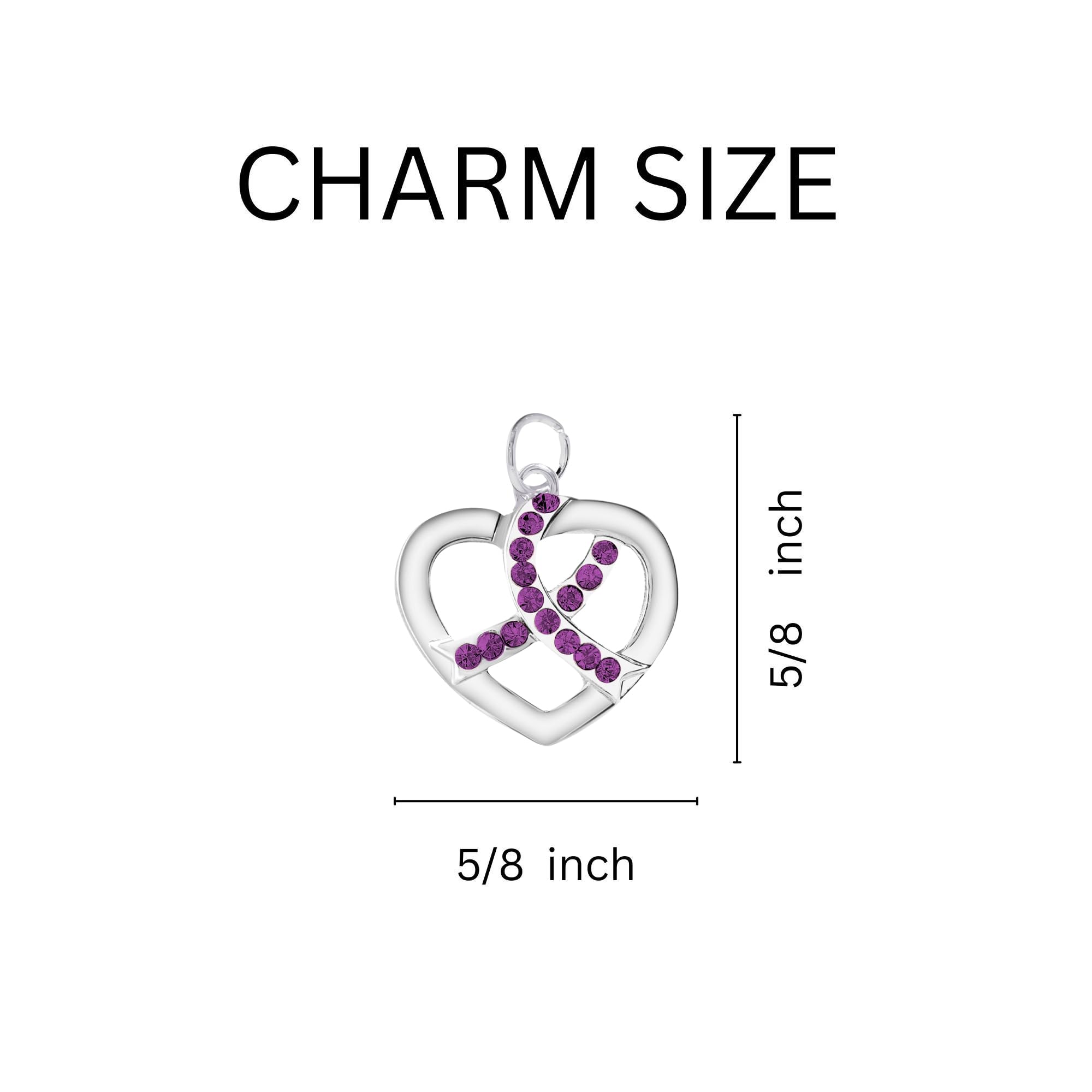 Fundraising For A Cause Purple Awareness Ribbon Charms - Bulk Jewelry Making Supplies for Bracelets, Necklaces & DIY Projects - Perfect for Support Groups, Charity Events & Awareness Campaigns - Great for Breast Cancer, Lupus & Domestic Violence Awareness