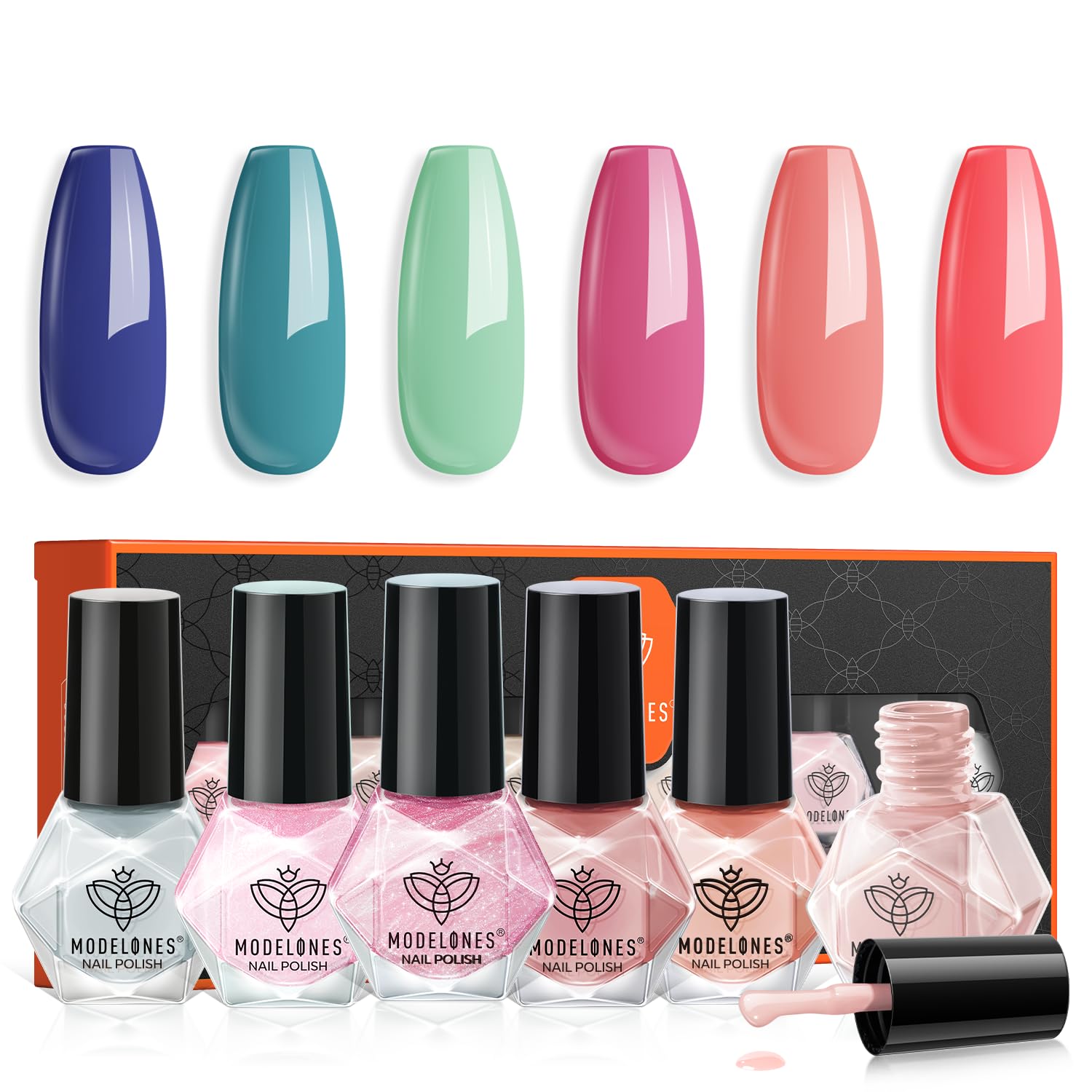 Modelones 6 Colors Pastel Macaron Nail Polish Set - Quick Dry, Non-Toxic, Sweet Pink & Green Collection for DIY Manicure & Nail Art | Perfect for Salon, Home Use, Summer Gifts for Women & Girls