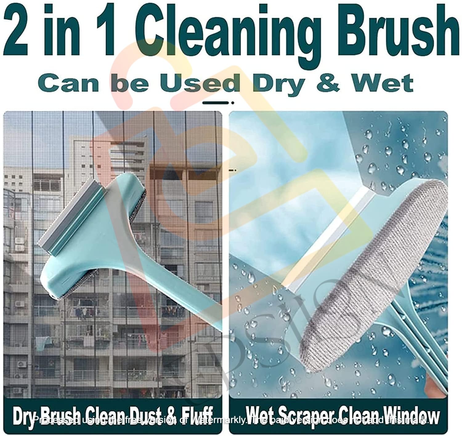 Epsilon 2-in-1 Mesh & Window Cleaning Brush with Extended Handle - Double-Sided Screen Cleaner, Net Wiper for Home & Office - Perfect for Windows, Screens, Patio Doors & Pool Enclosures (Pack of 1)