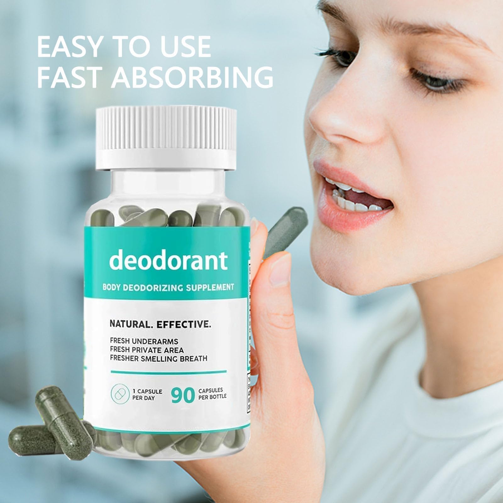 Natural Body Deodorant Capsules for Women - 90 Count (3 Pack) | Internal Odor Control Supplement | Fresh Breath & Sweat Reduction | Perfect for Gym, Work & Daily Use