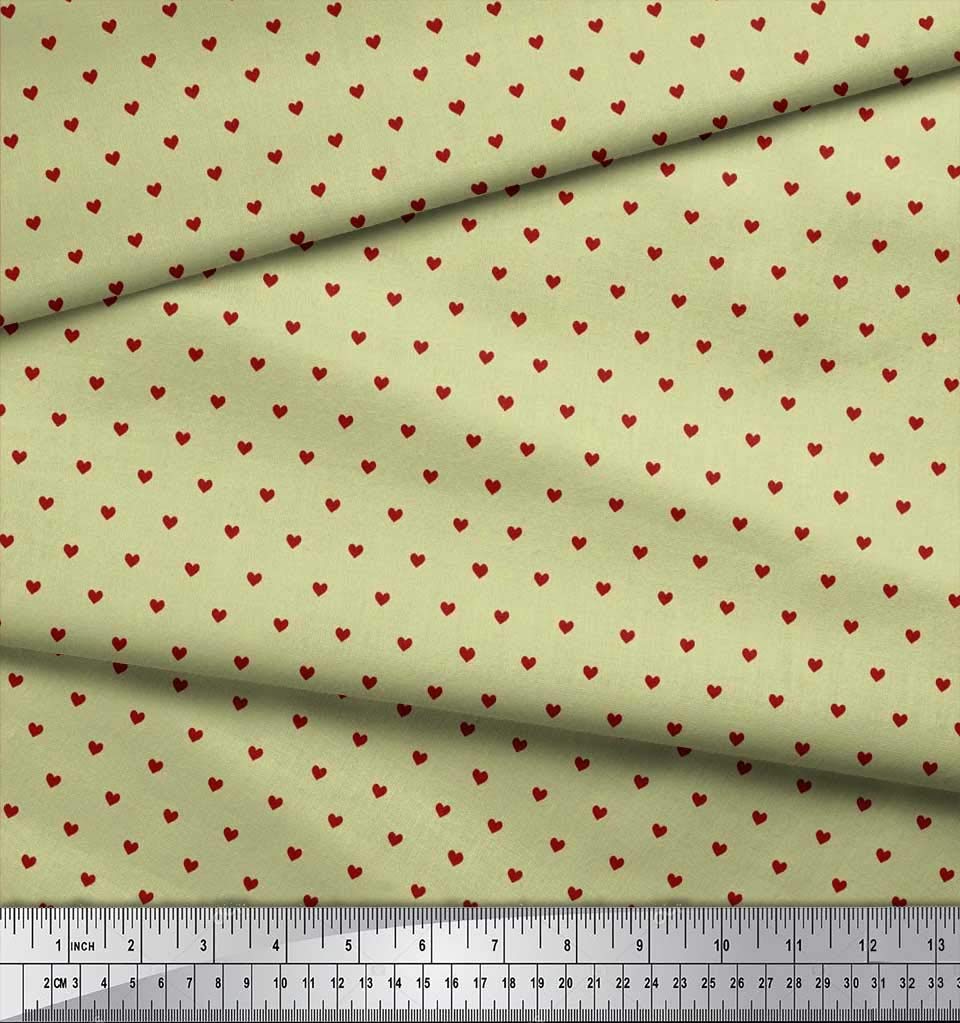Soimoi Moss Georgette Brown Fabric by The Yard - 42 Inch Wide Printed Fabric with Small Heart Motifs - Sweet Romantic Shirting Material for Dresses, Blouses & DIY Sewing Projects