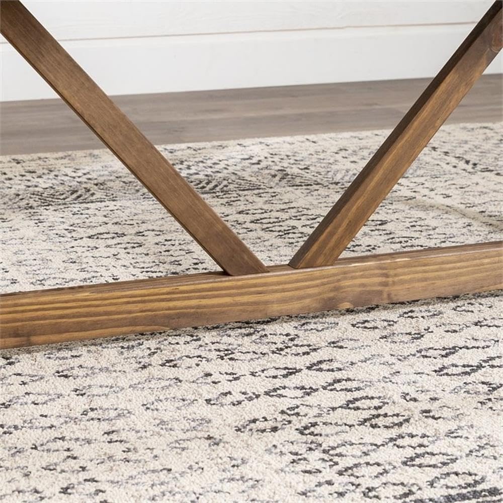 Pemberly Row 72 Inch Solid Wood Trestle Dining Table - Gray and Brown Finish - Perfect for Farmhouse, Rustic & Modern Dining Rooms