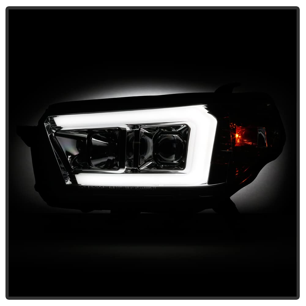ACANII LED Projector Headlights for 2010-2013 Toyota 4Runner - Chrome Tube Style Upgrade Headlamps Pair (Left+Right) | Enhanced Night Driving & Off-Road Visibility