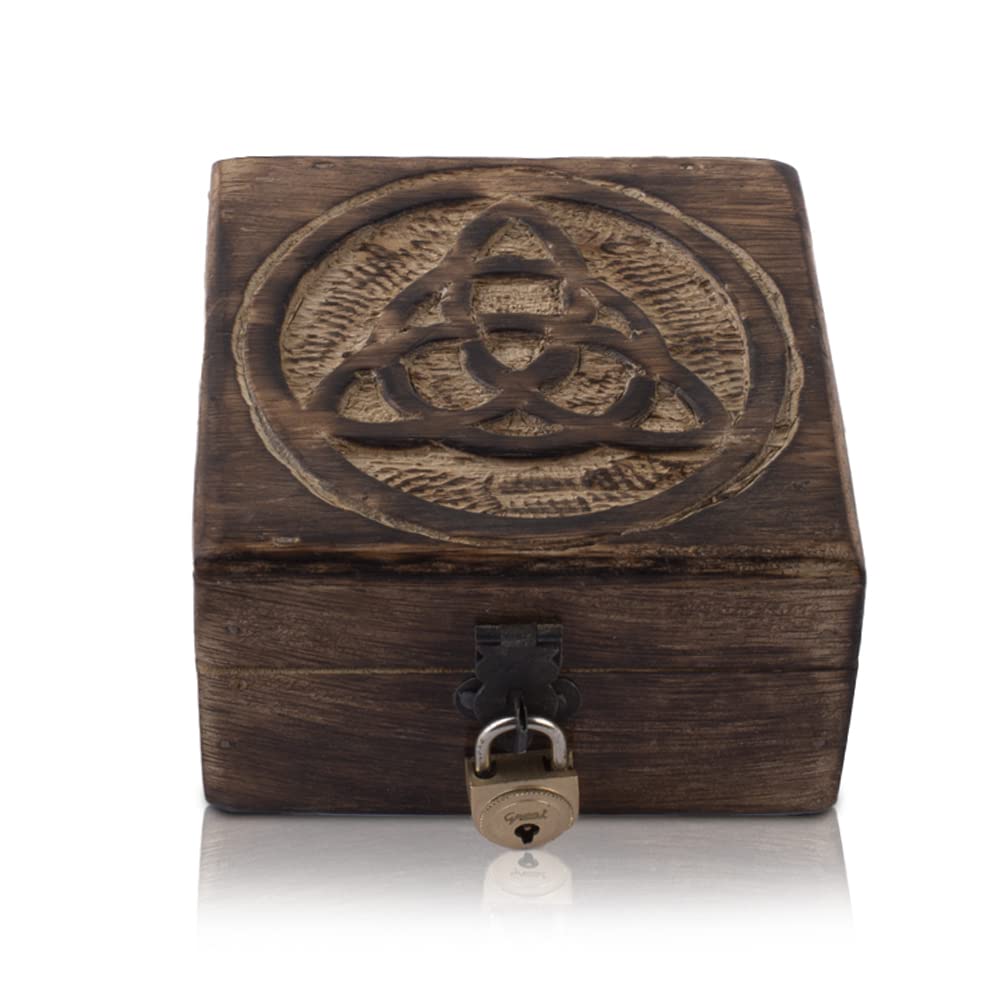Handmade Wooden Jewelry Box with Lock & Key - Decorative Jewelry Organizer, Keepsake Box, Treasure Chest for Necklaces, Rings & Watches - Perfect Birthday Gift, Housewarming Present & Anniversary Keepsake (Brown) - Ideal for Bedroom Vanity, Travel Storage & Gift Giving