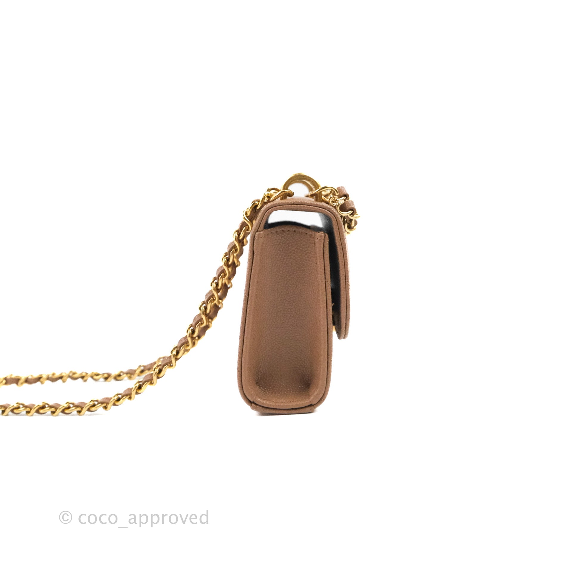 Chanel CC Chain Clutch Bag in Beige Caviar Leather with Gold Hardware - Perfect for Evening Parties, Weddings & Special Occasions